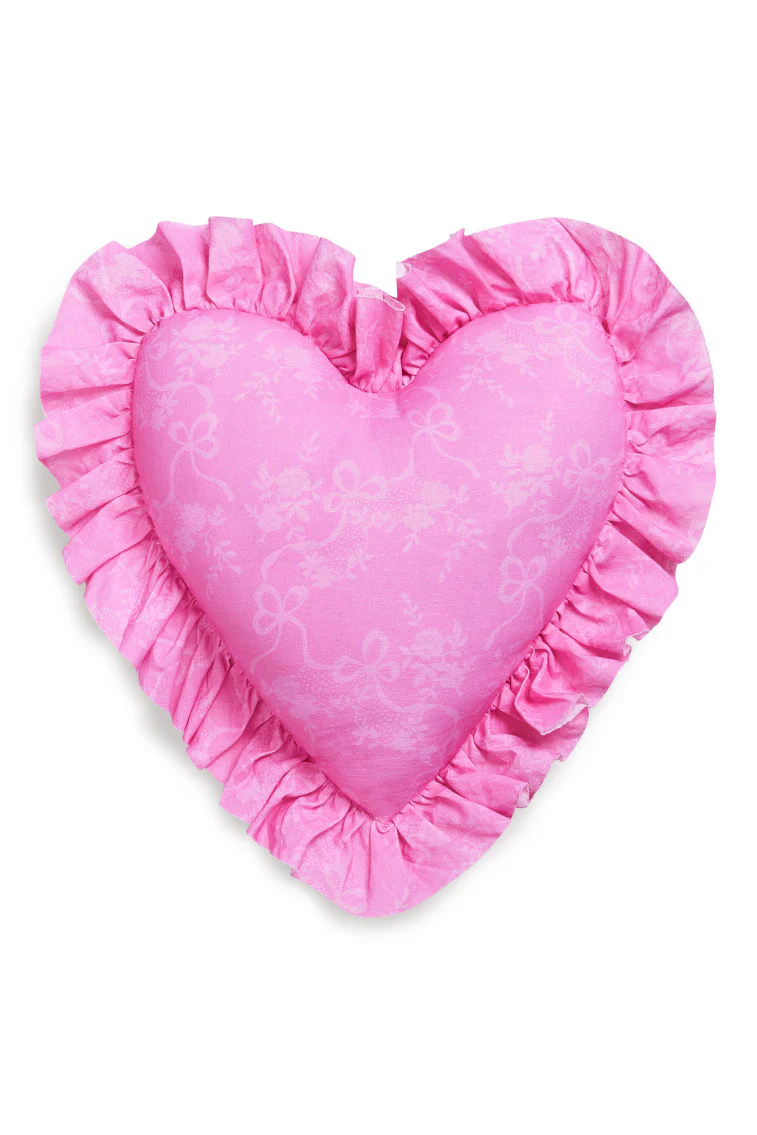 Heart Shape Festive Ruffle Pillow