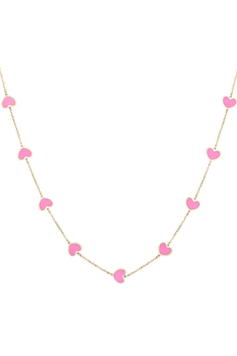 OUF! By Sara Love Pink Hearts 14k Gold Necklace