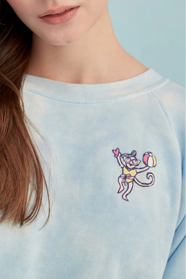 Roller Rabbit x LoveShackFancy Fun In The Sun Monkey Crewneck