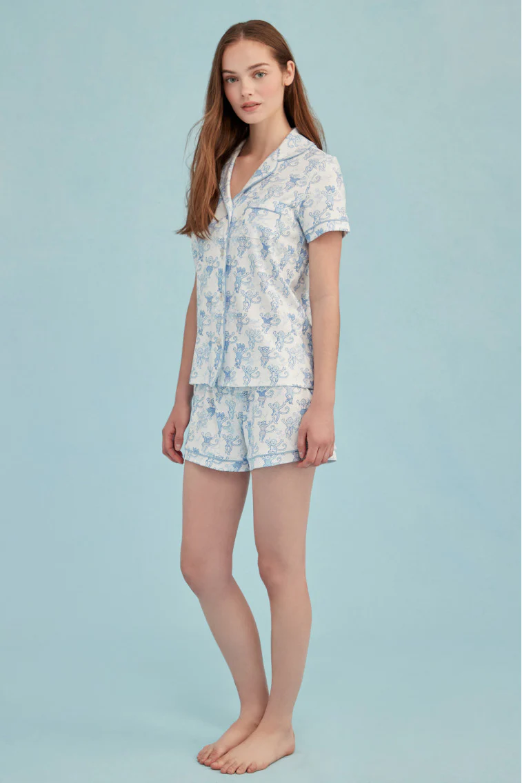 Roller Rabbit x LoveShackFancy Pastiche De Monkey Women's Polo Pajama