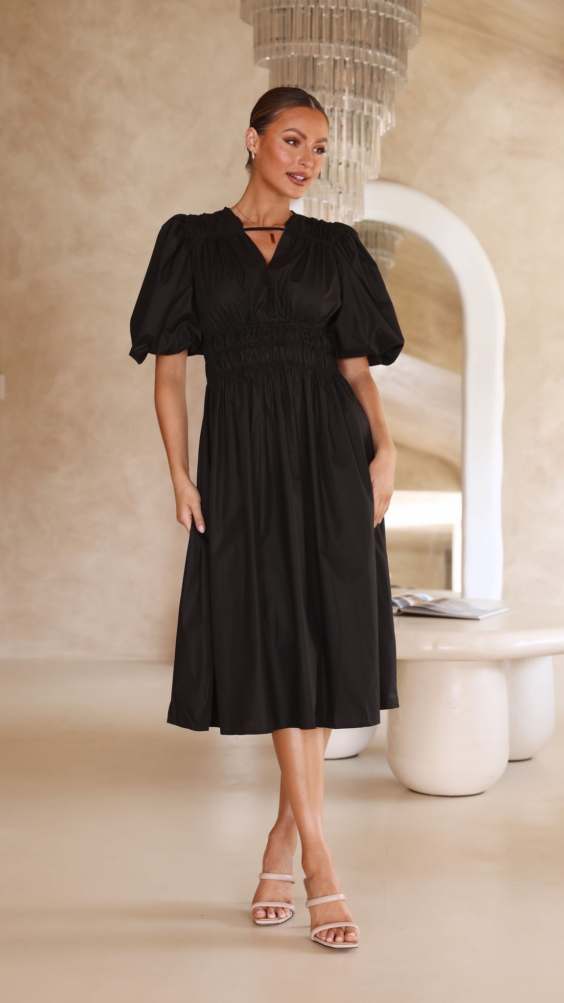 Jaymie Midi Dress - Black