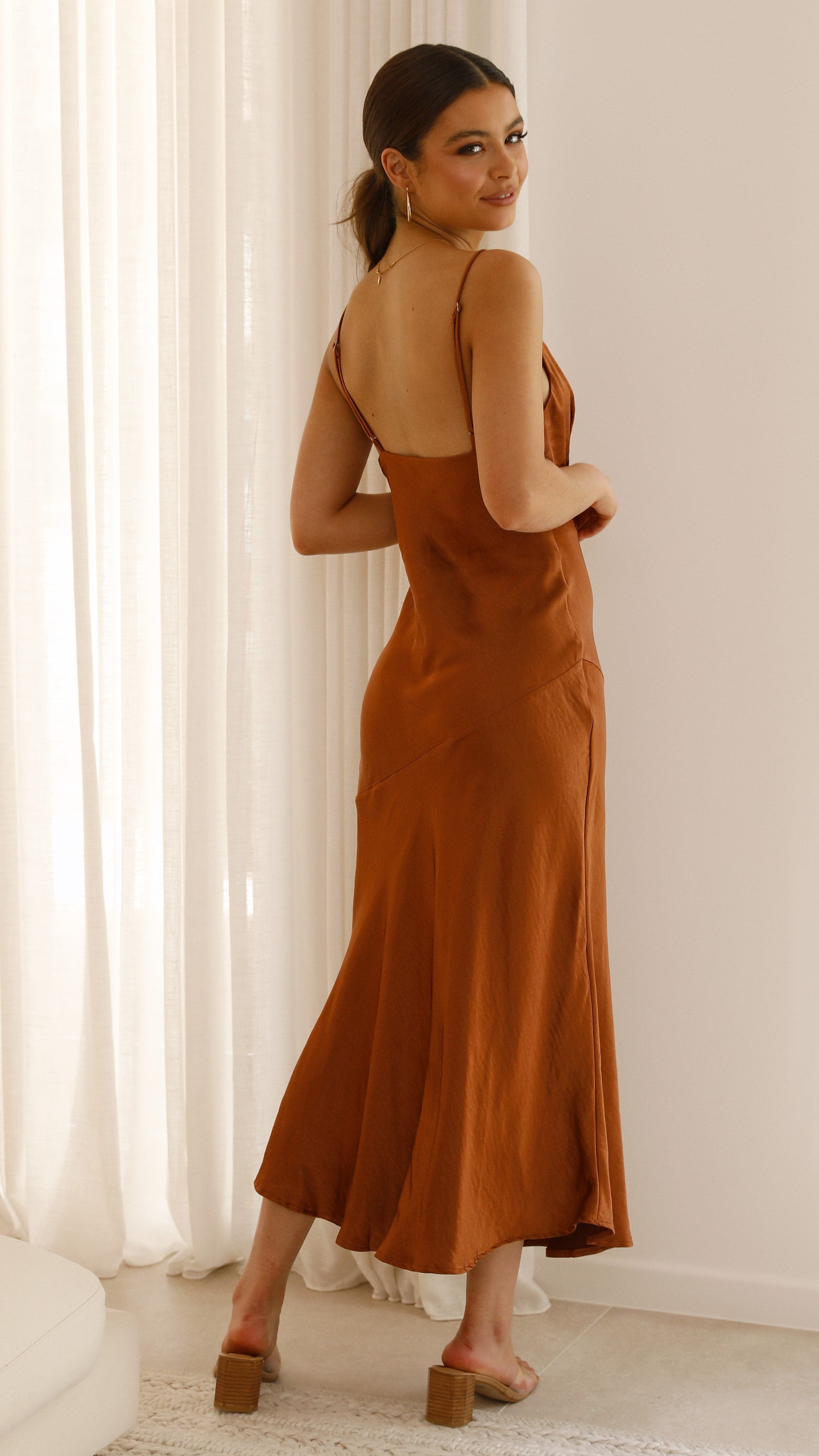 Josie Midi Dress - Rust