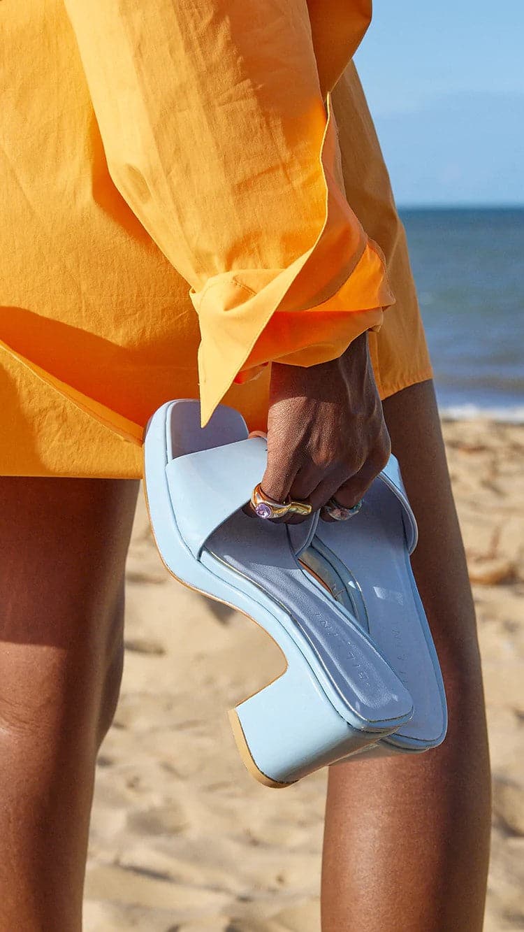 Indya Heel - Powder Blue Patent