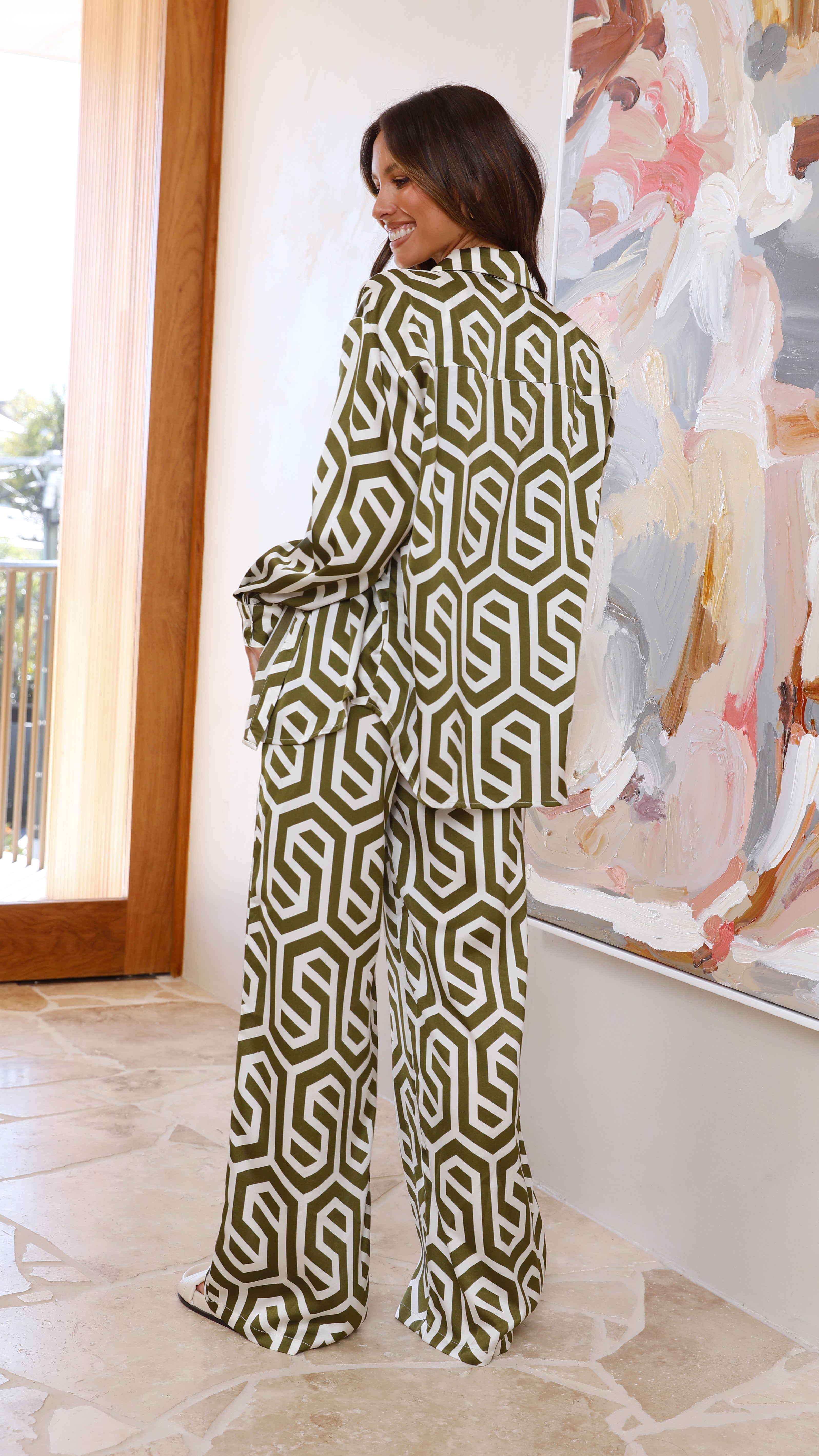 Lexus Crop Top - Olive Geo