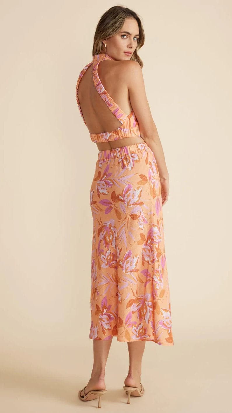 Carmen Bias Midi Skirt - Pink Floral
