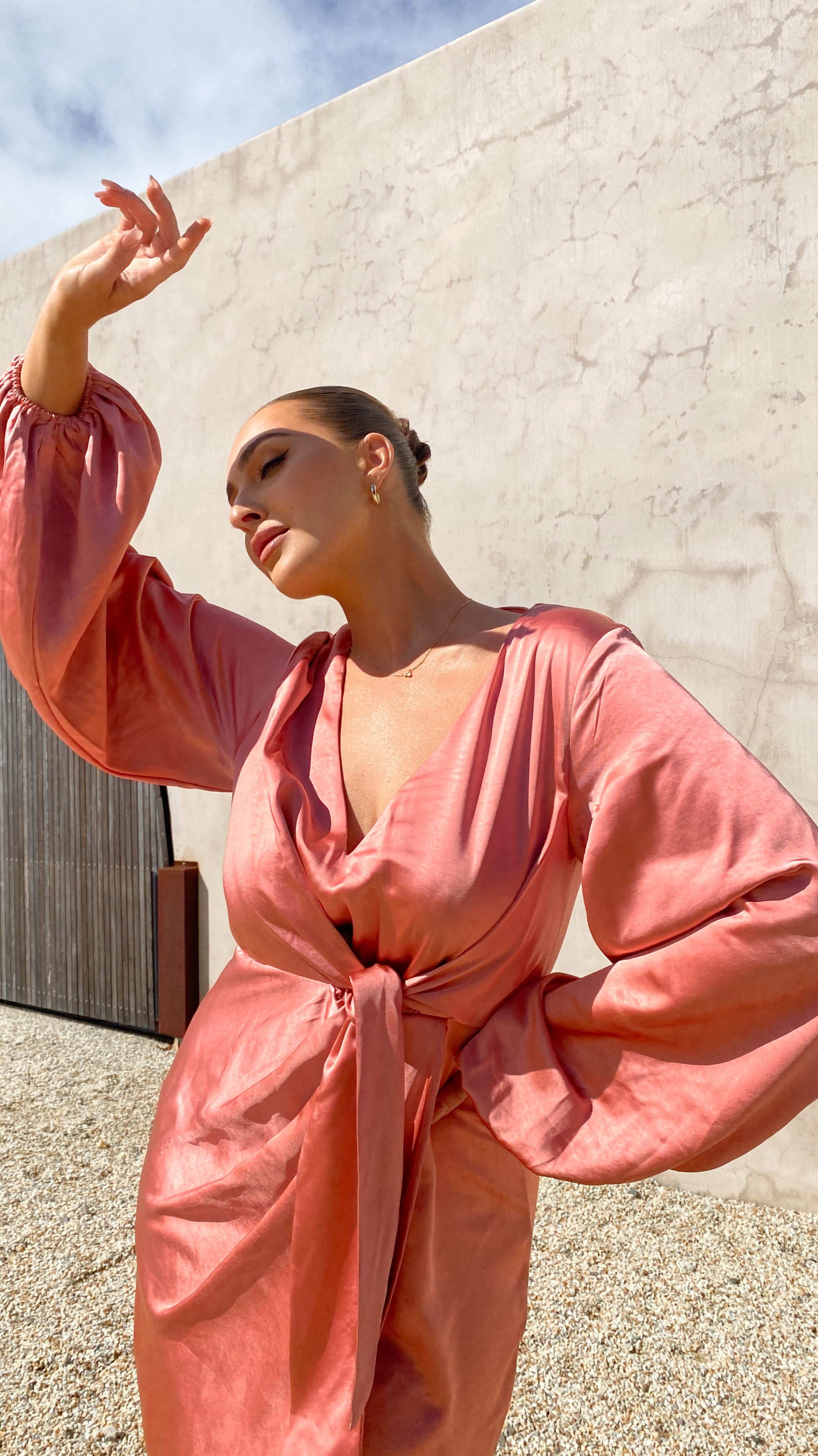 Naomi Long Sleeve Maxi Dress - Baked Rose