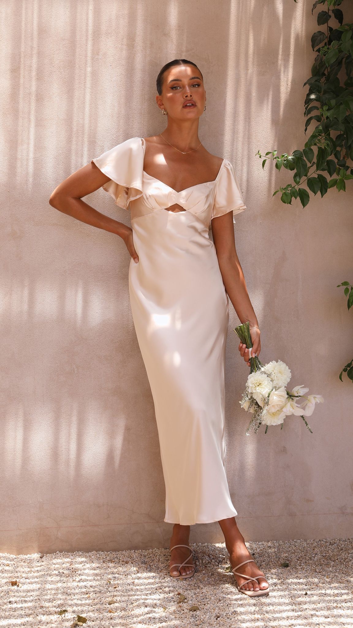 Carmen Midi Dress - Champagne