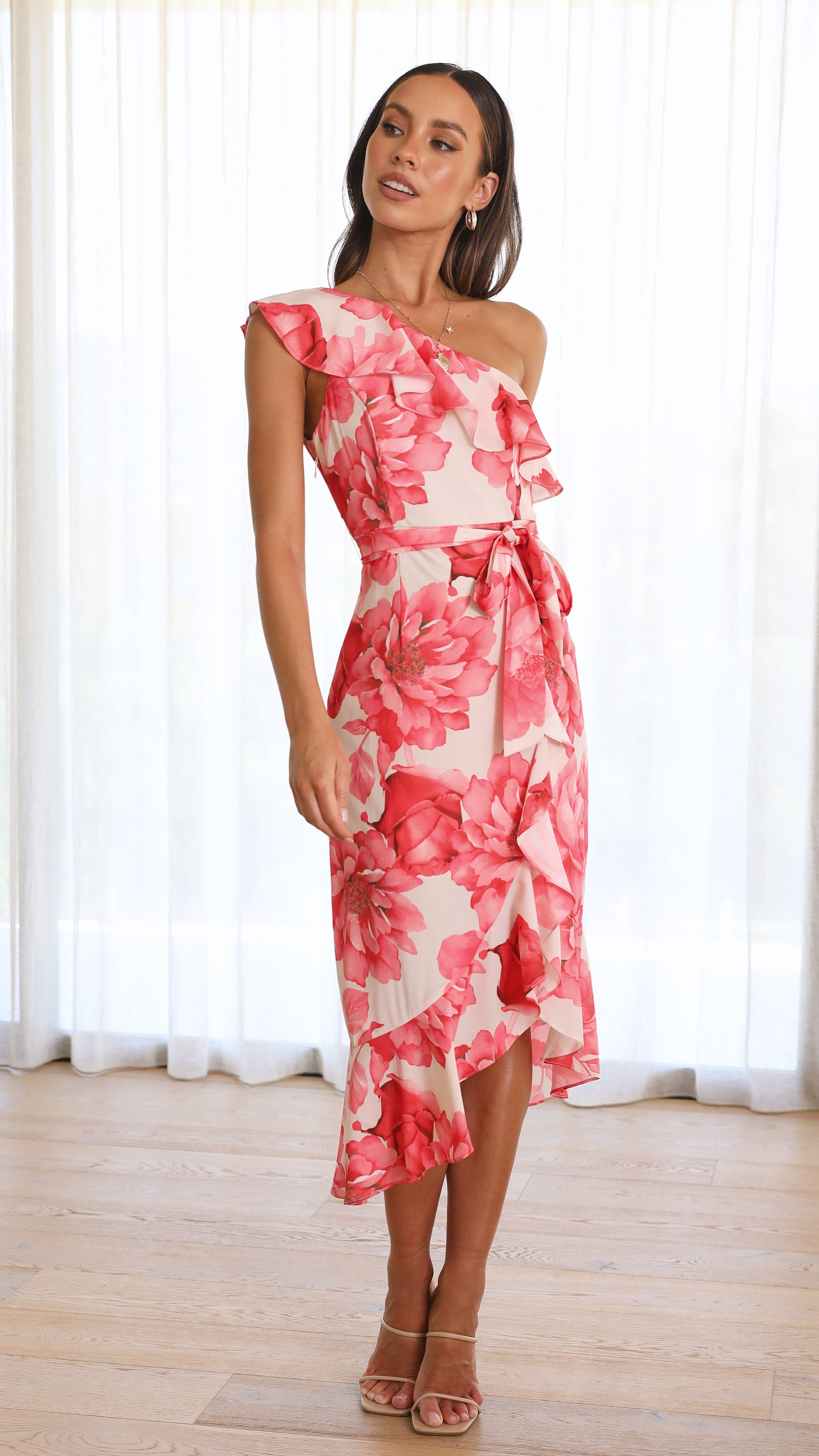 Calie Midi Dress - Pink Floral