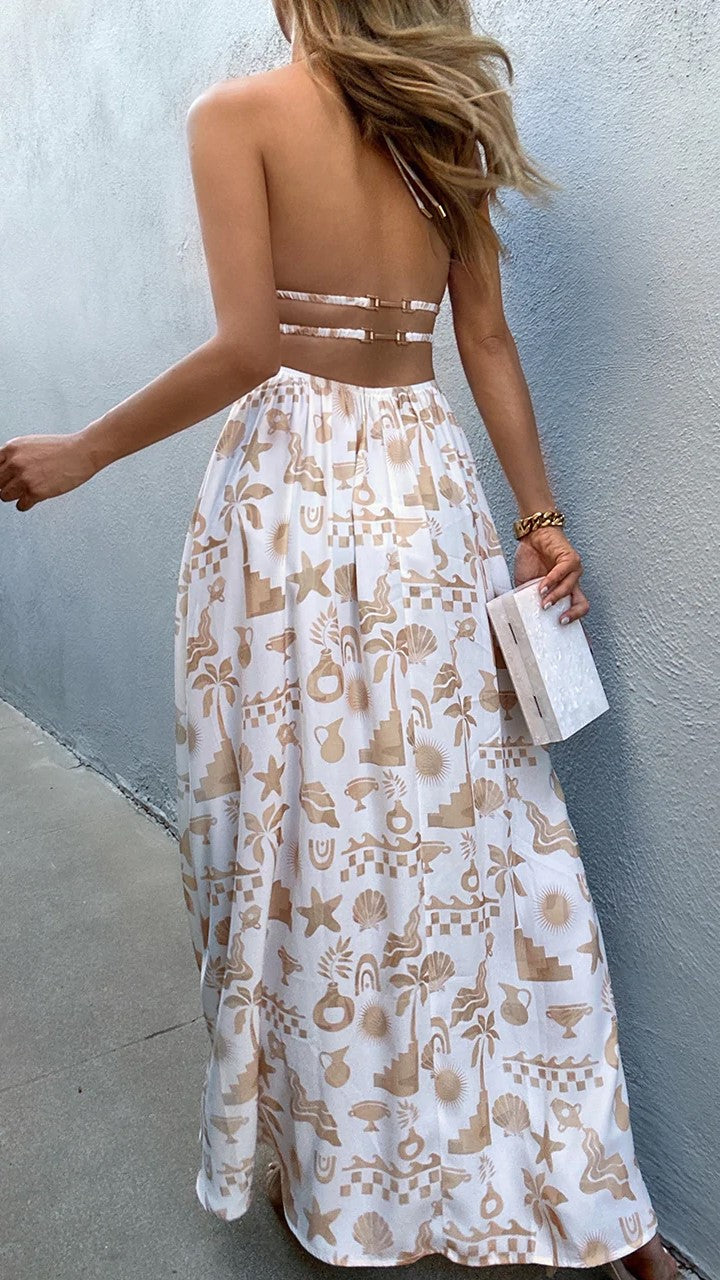 Clovelly Maxi Dress - White/Sand