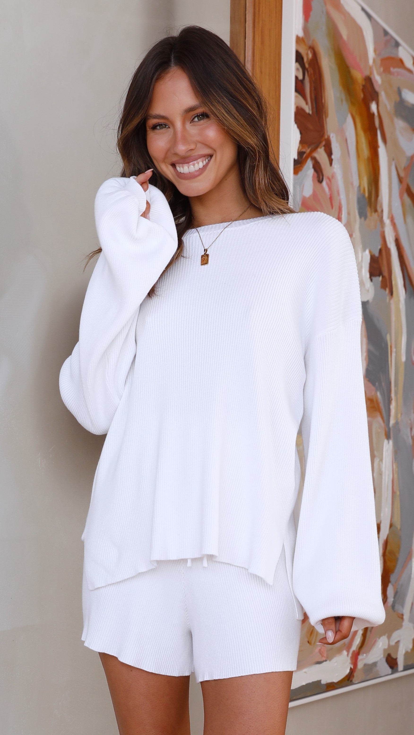Goldie Long Sleeve Top - White