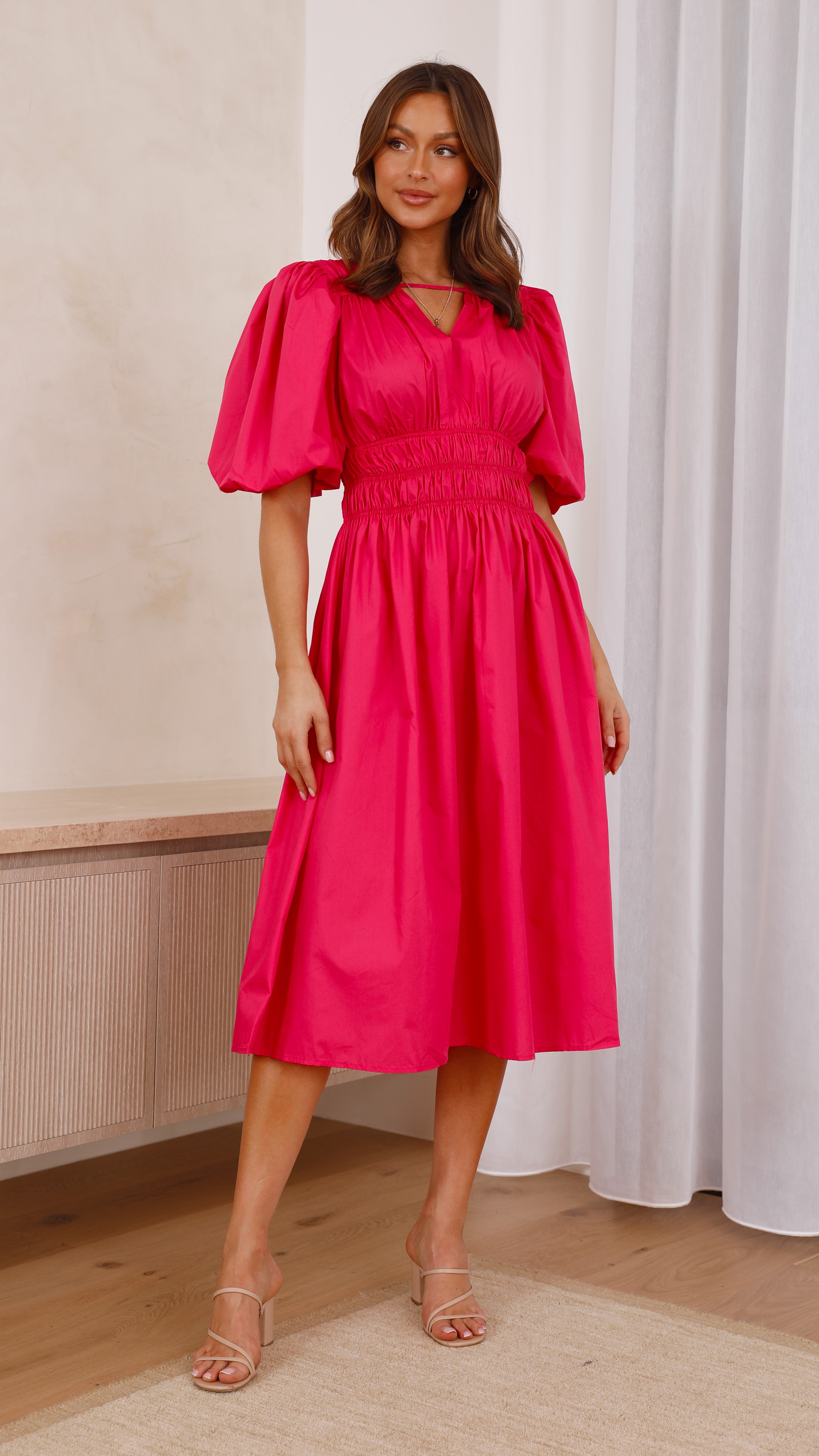 Jaymie Midi Dress - Hot Pink