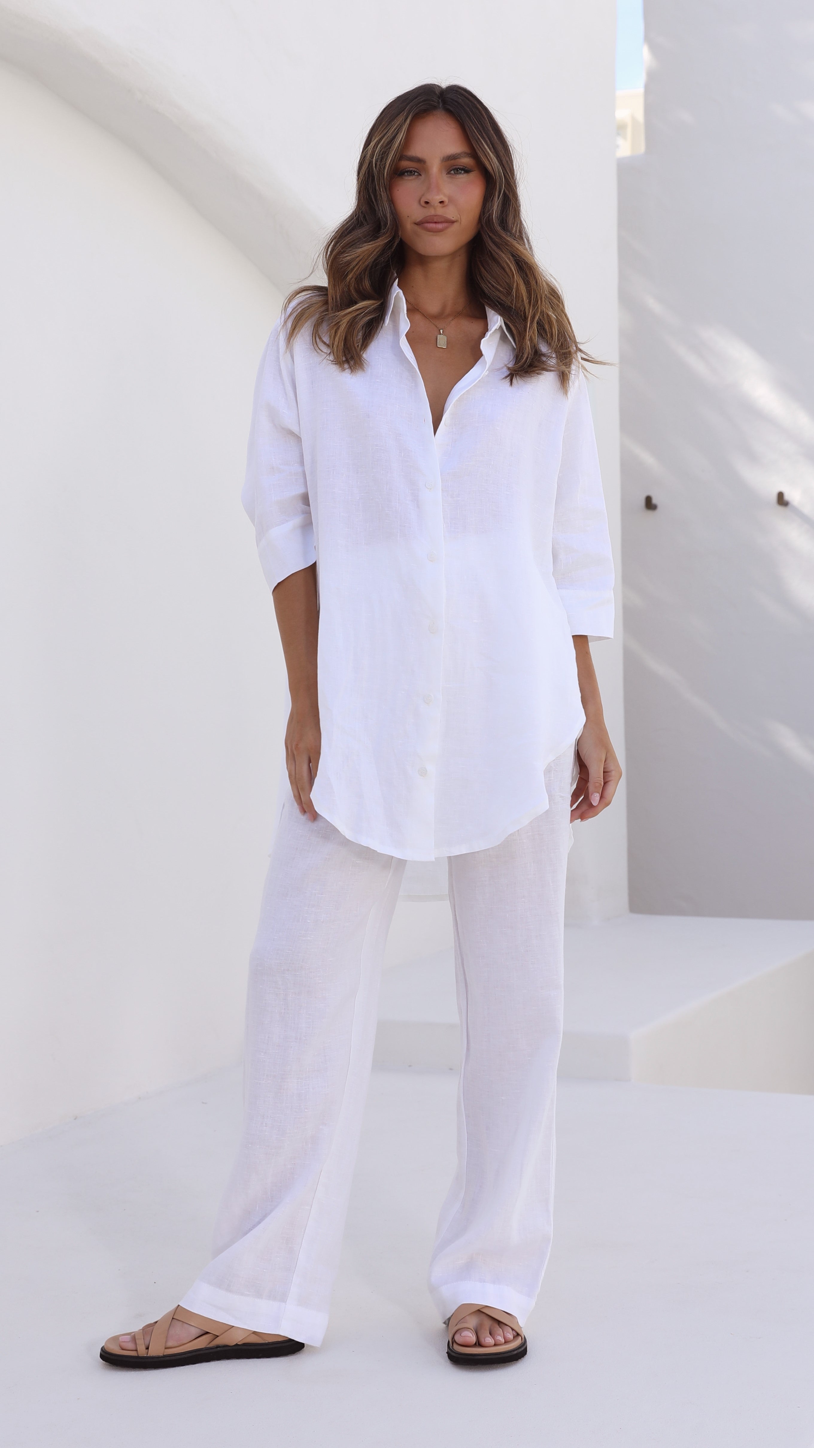 Linen Lounge Pant - White