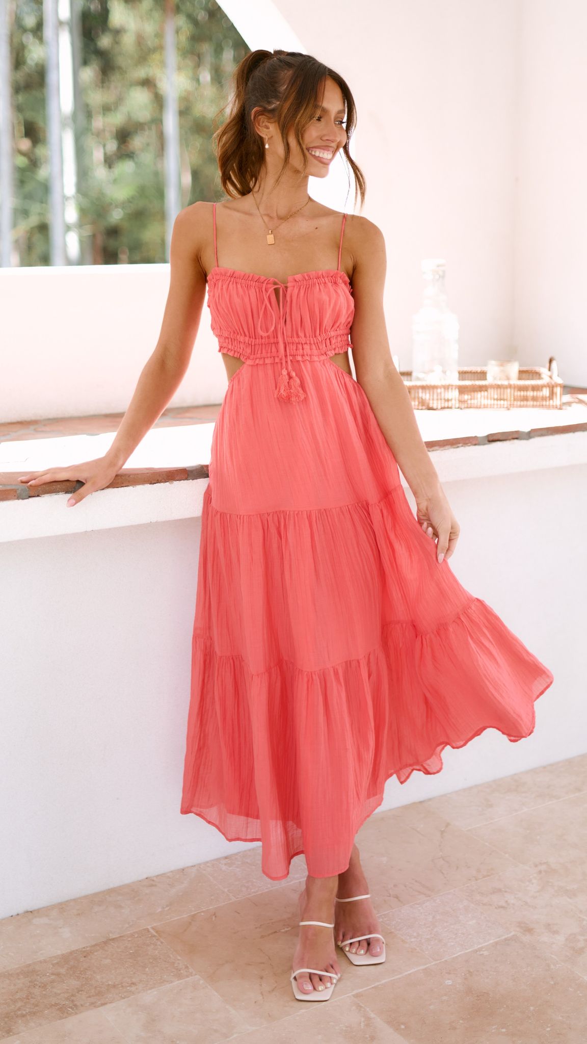 Vella Midi Dress - Coral