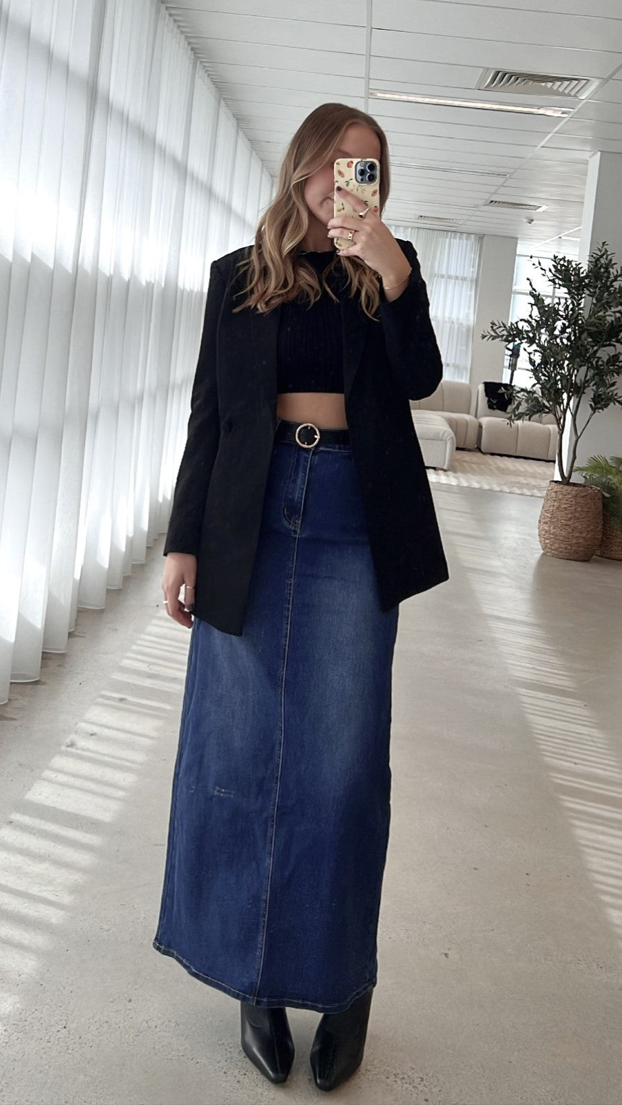 Rennie Denim Maxi Skirt - Mid Blue