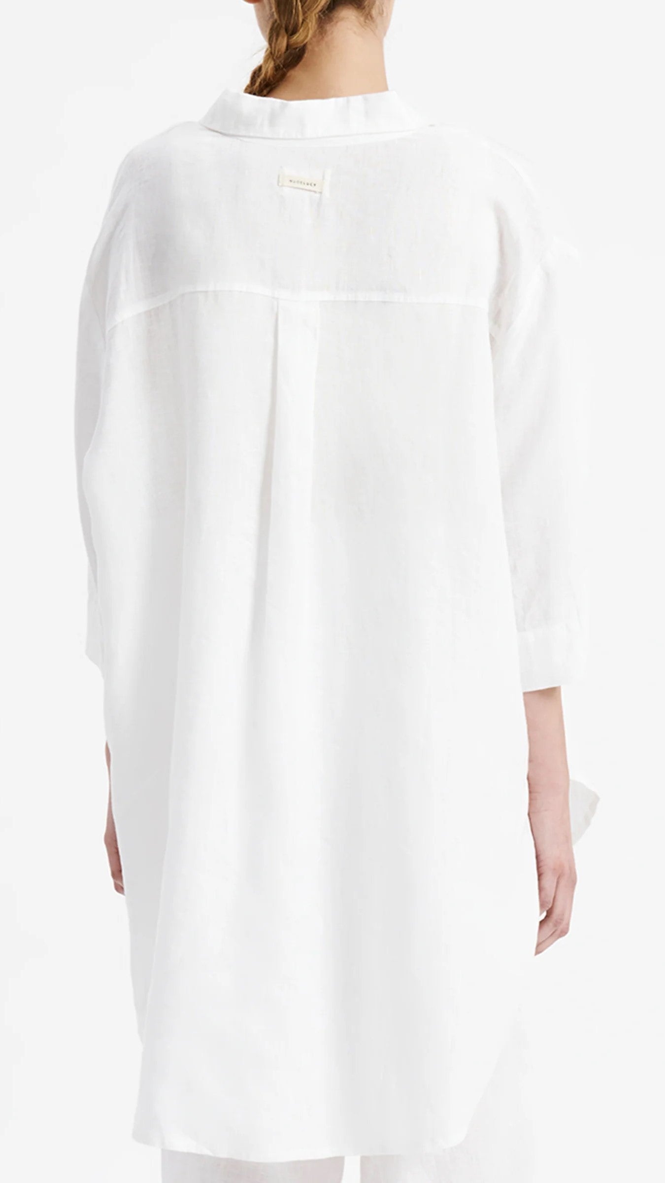 Lounge Linen Longline Shirt - White