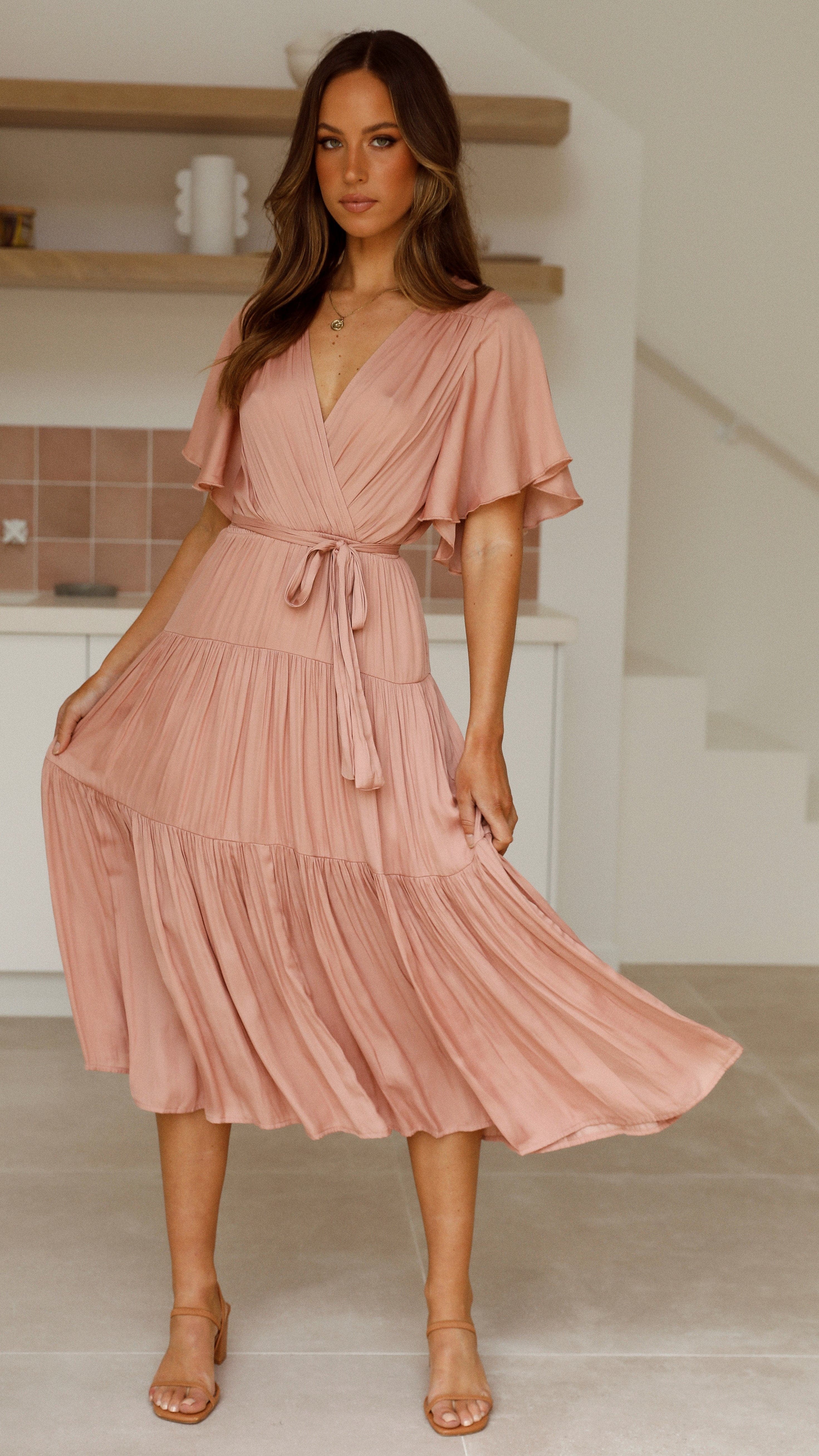 Dakota Midi Dress - Salmon