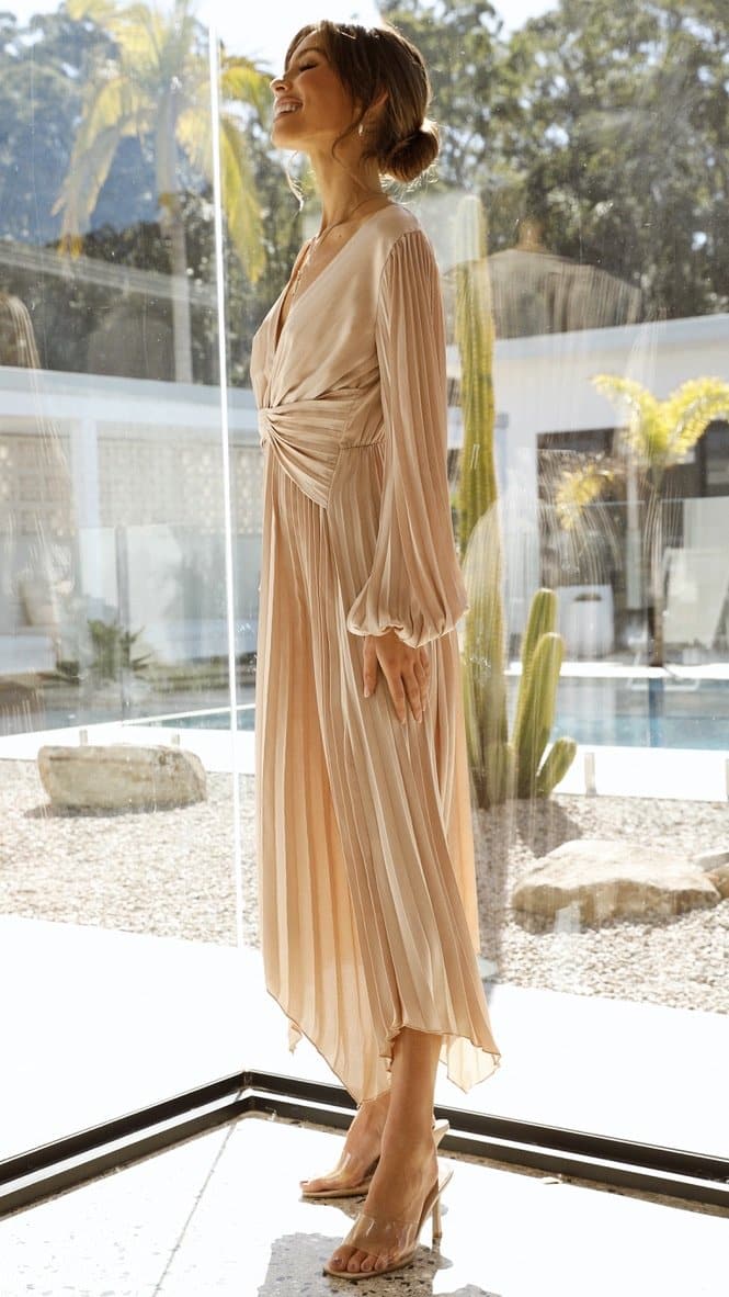 Angelina Midi Dress - Champagne