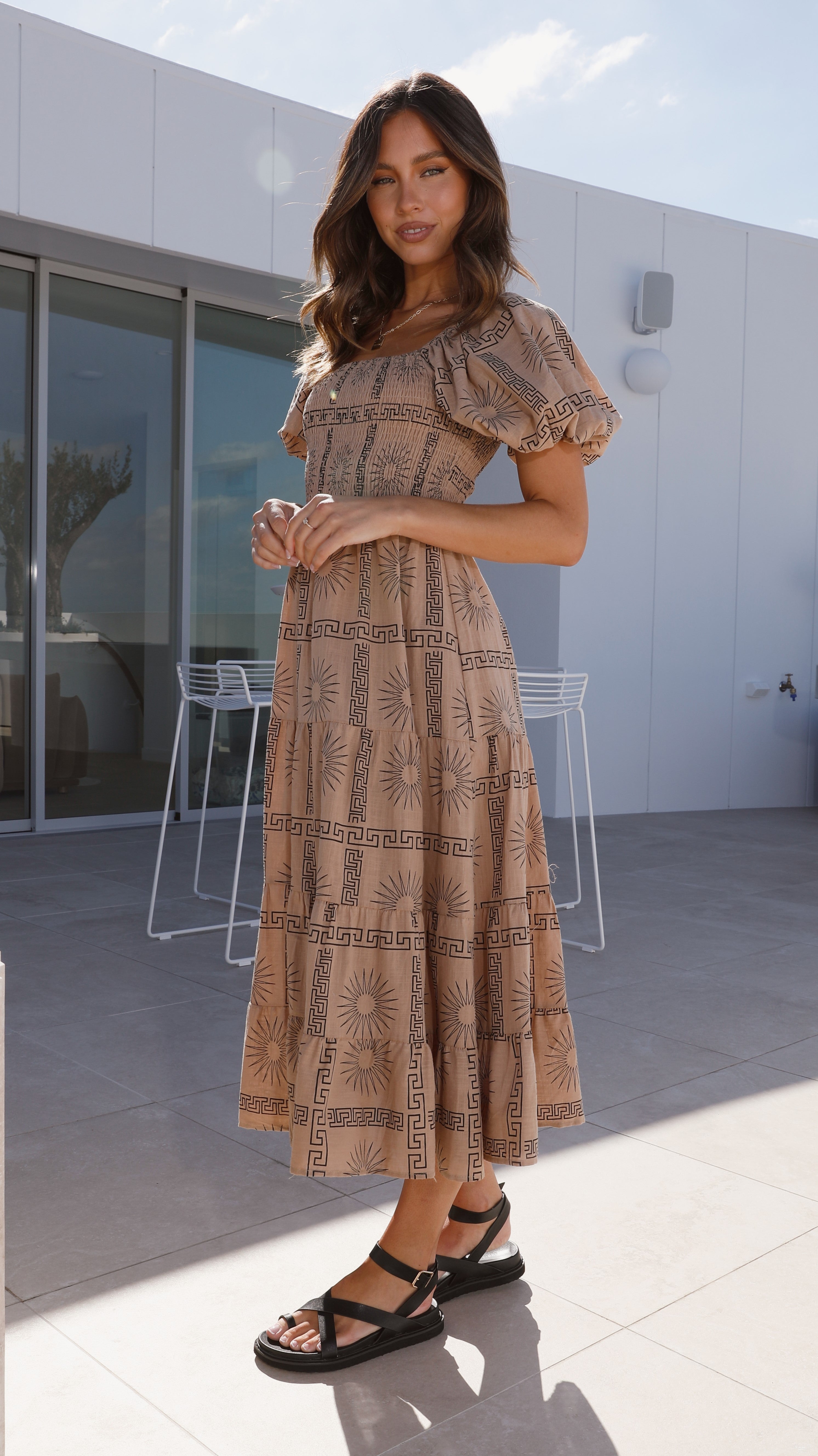 Erica Maxi Dress - Tan/Black