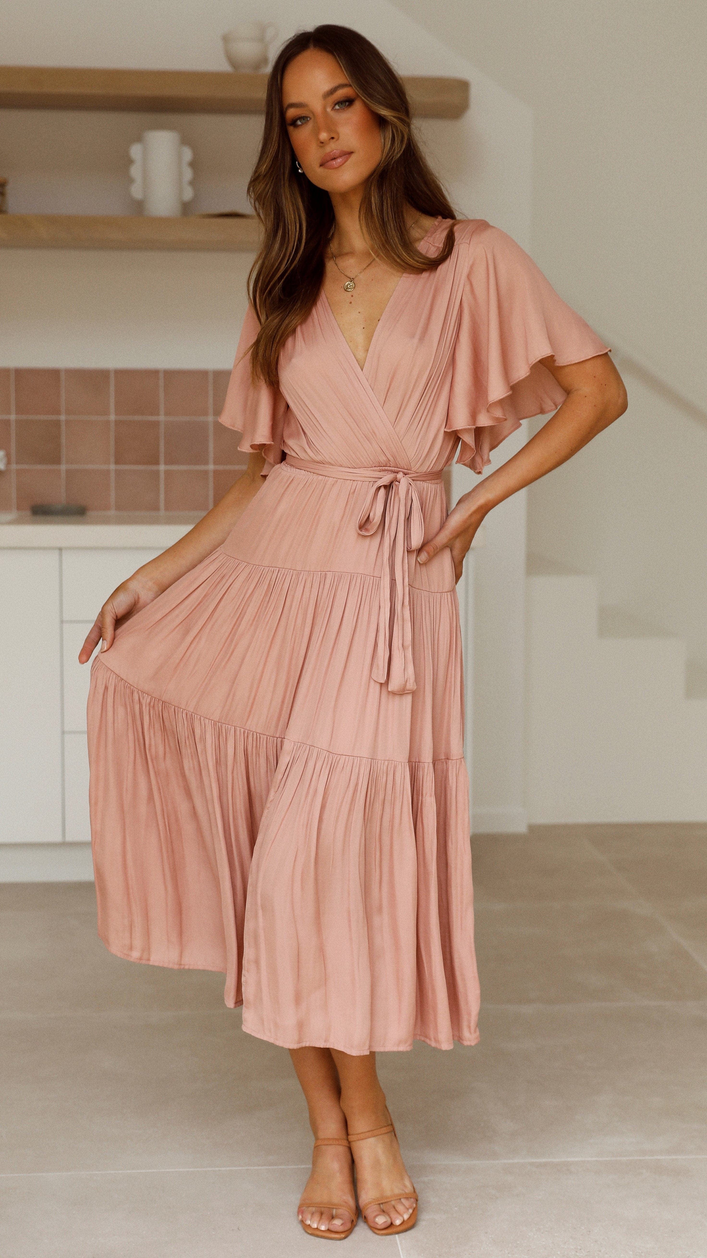 Dakota Midi Dress - Salmon