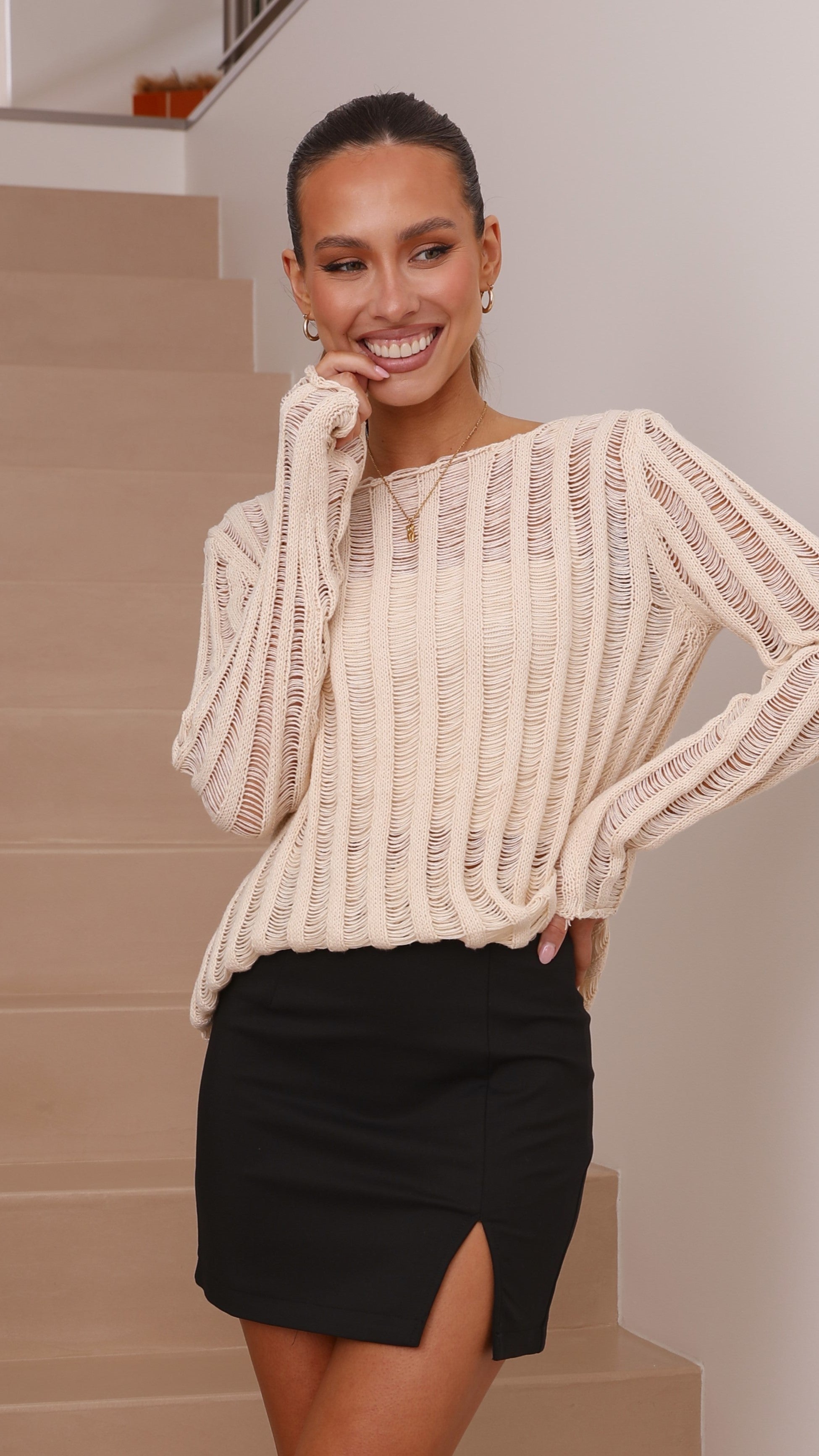 Allure Knit Top - Beige