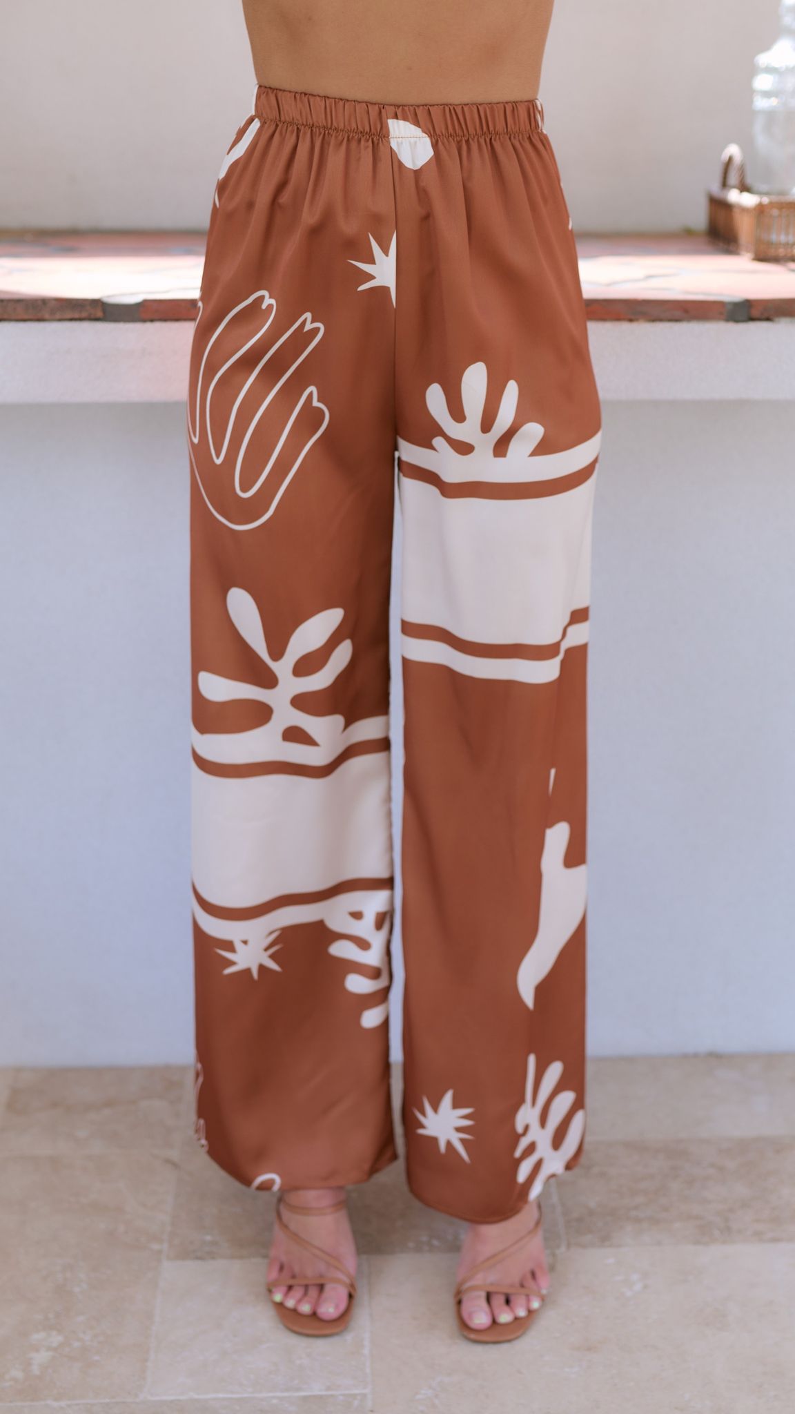 Bailie Shirt and Pants Set - Rust/White