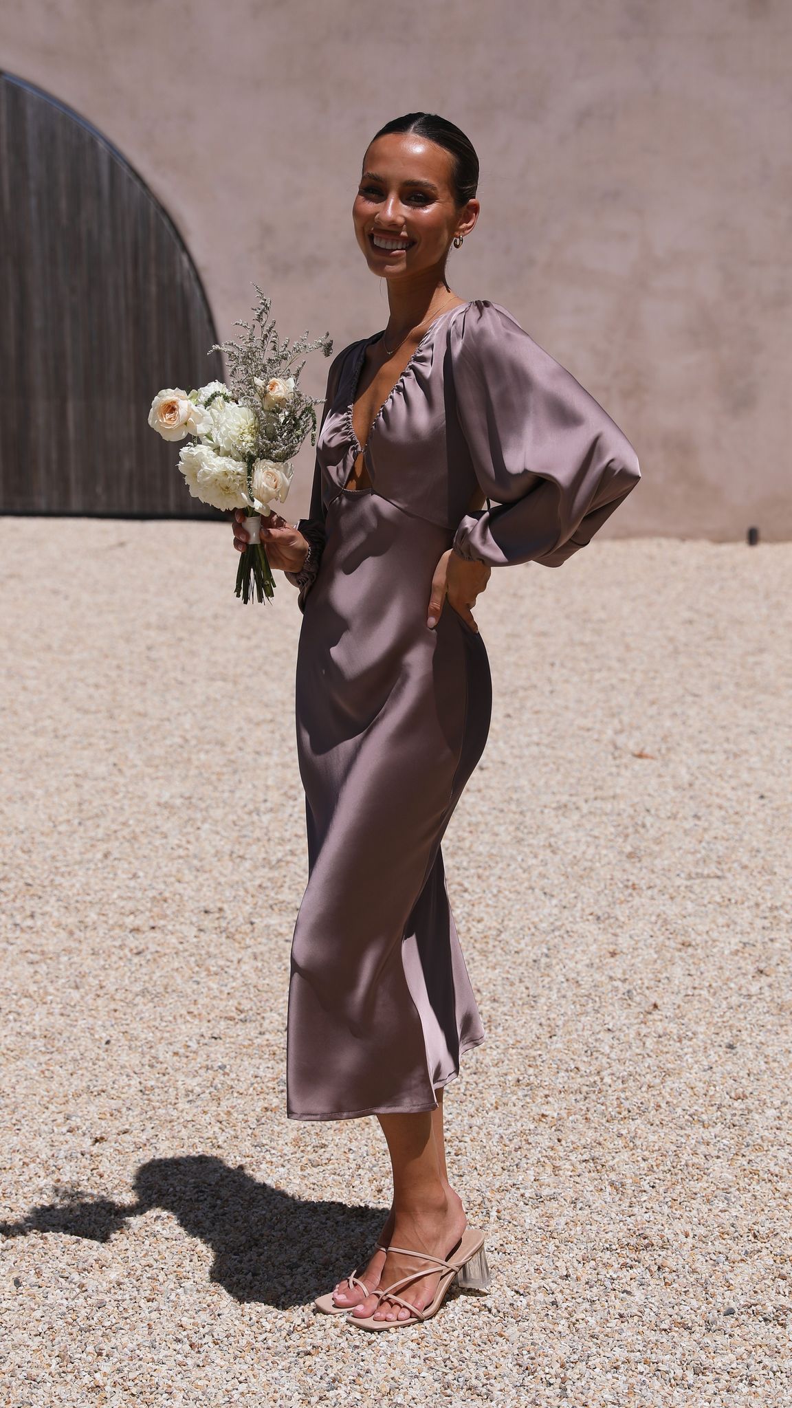 Cleo Midi Dress - Mushroom