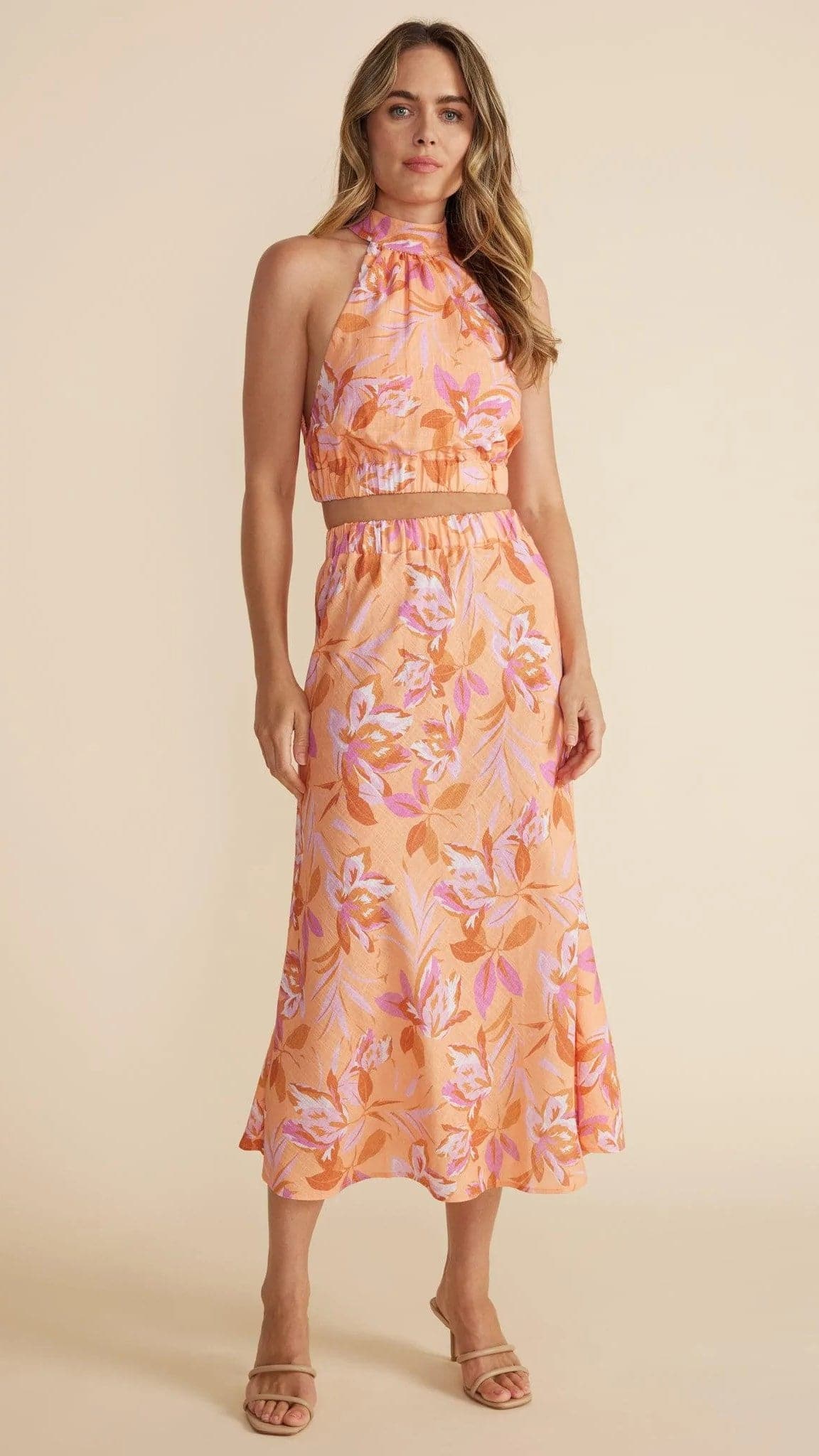 Carmen Bias Midi Skirt - Pink Floral