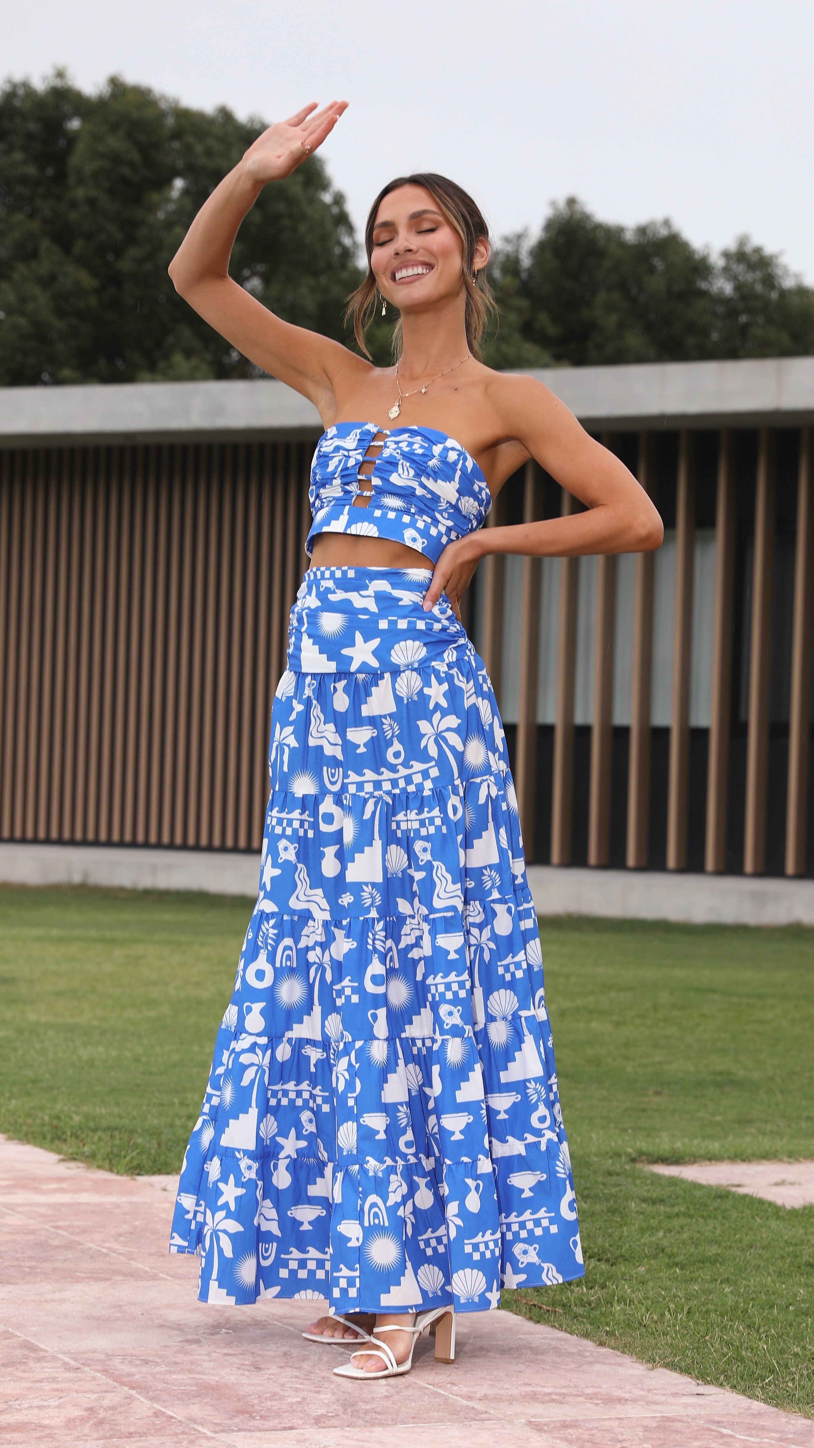 Cove Maxi Skirt - Blue Print