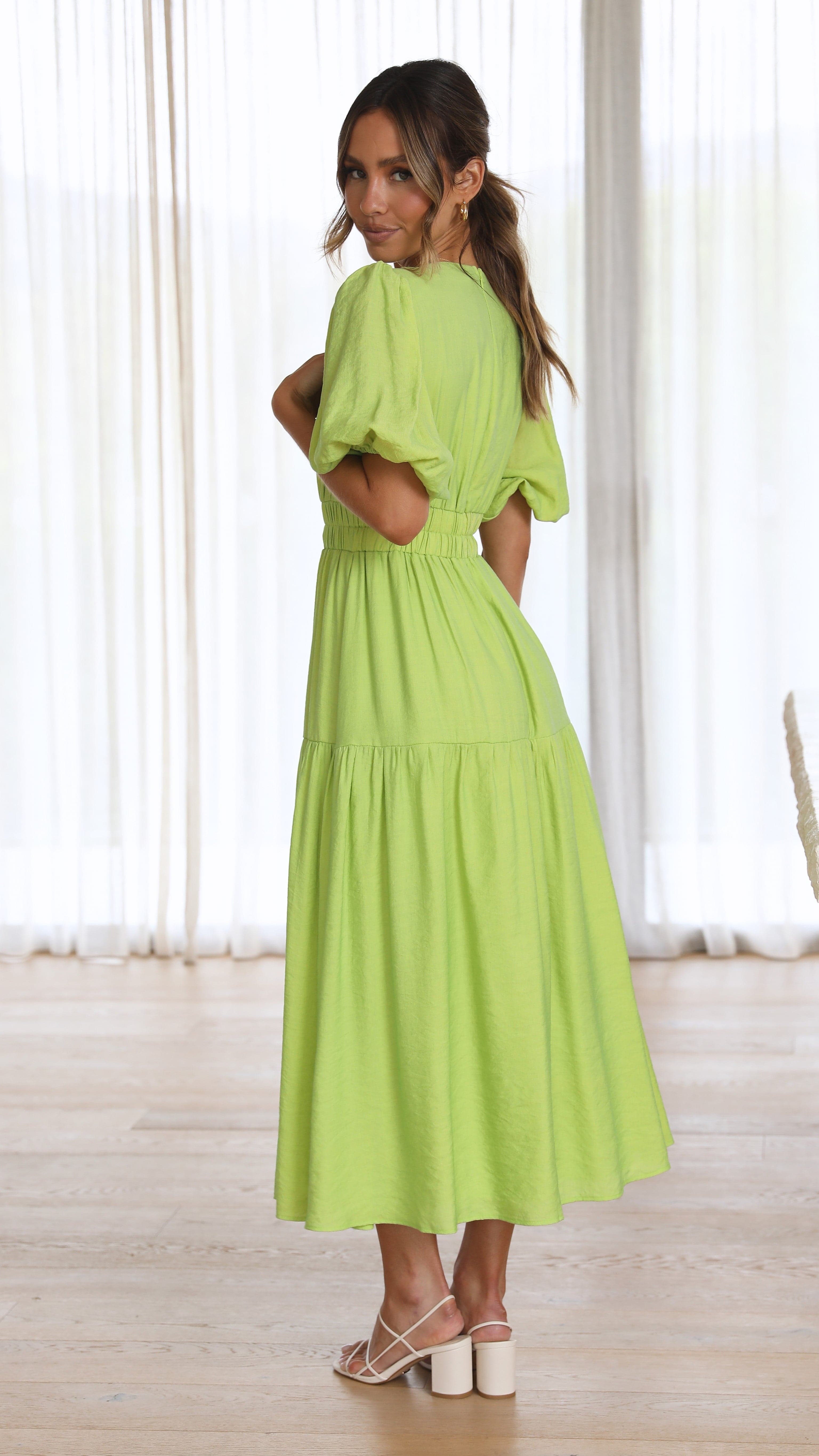Erin Midi Dress - Lime