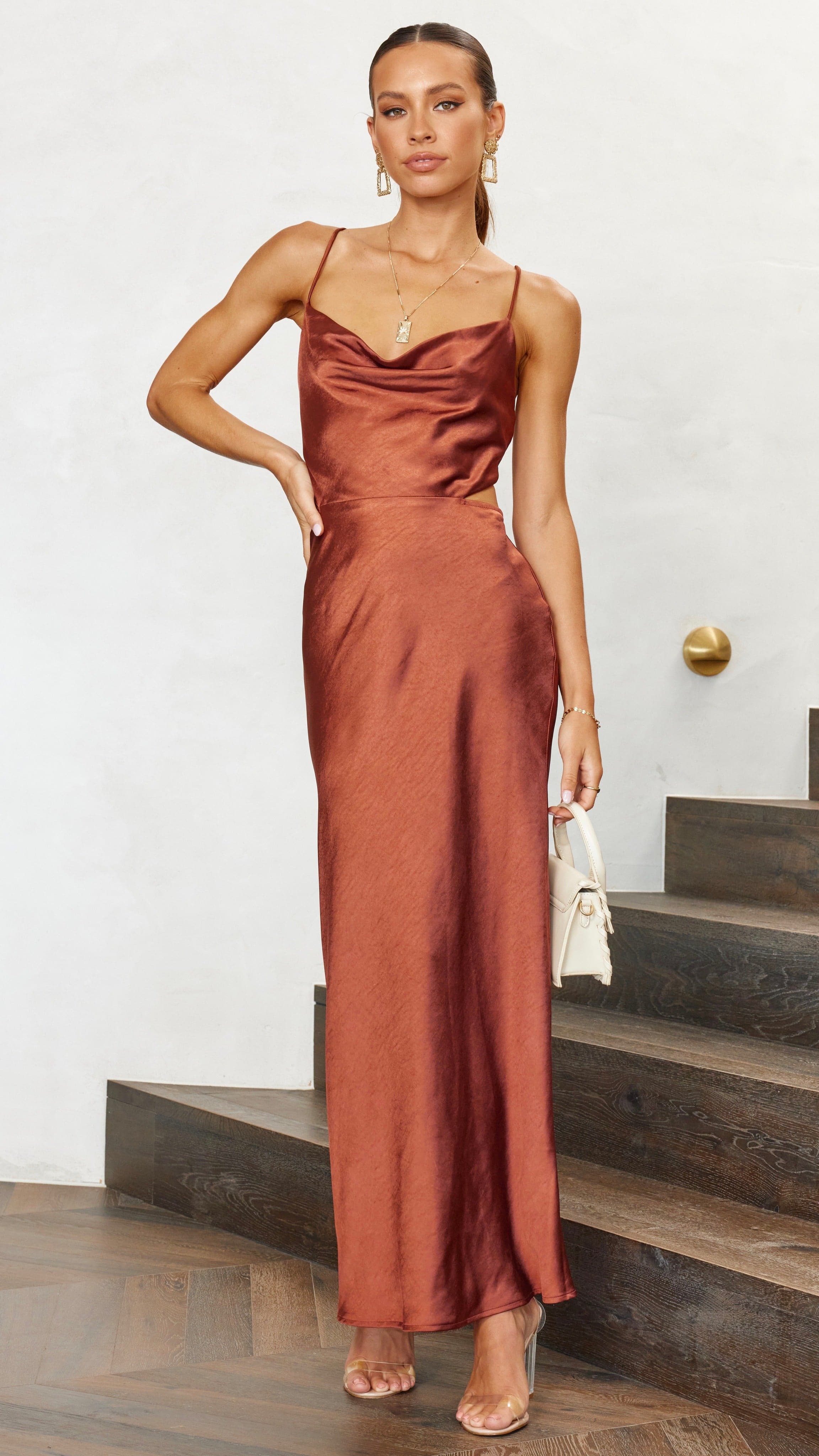 Sloan Midi Dress - Rust