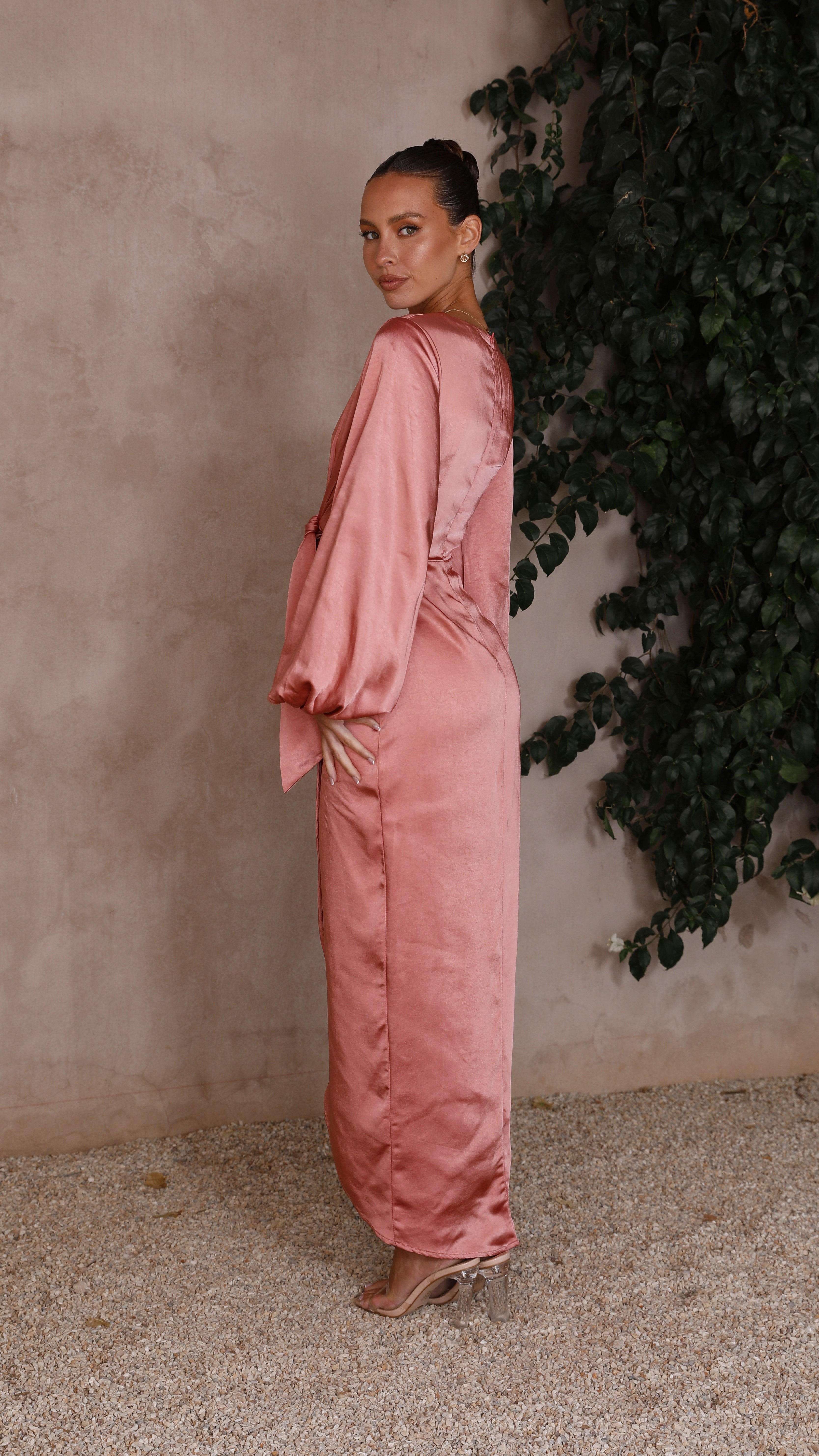 Naomi Long Sleeve Maxi Dress - Baked Rose