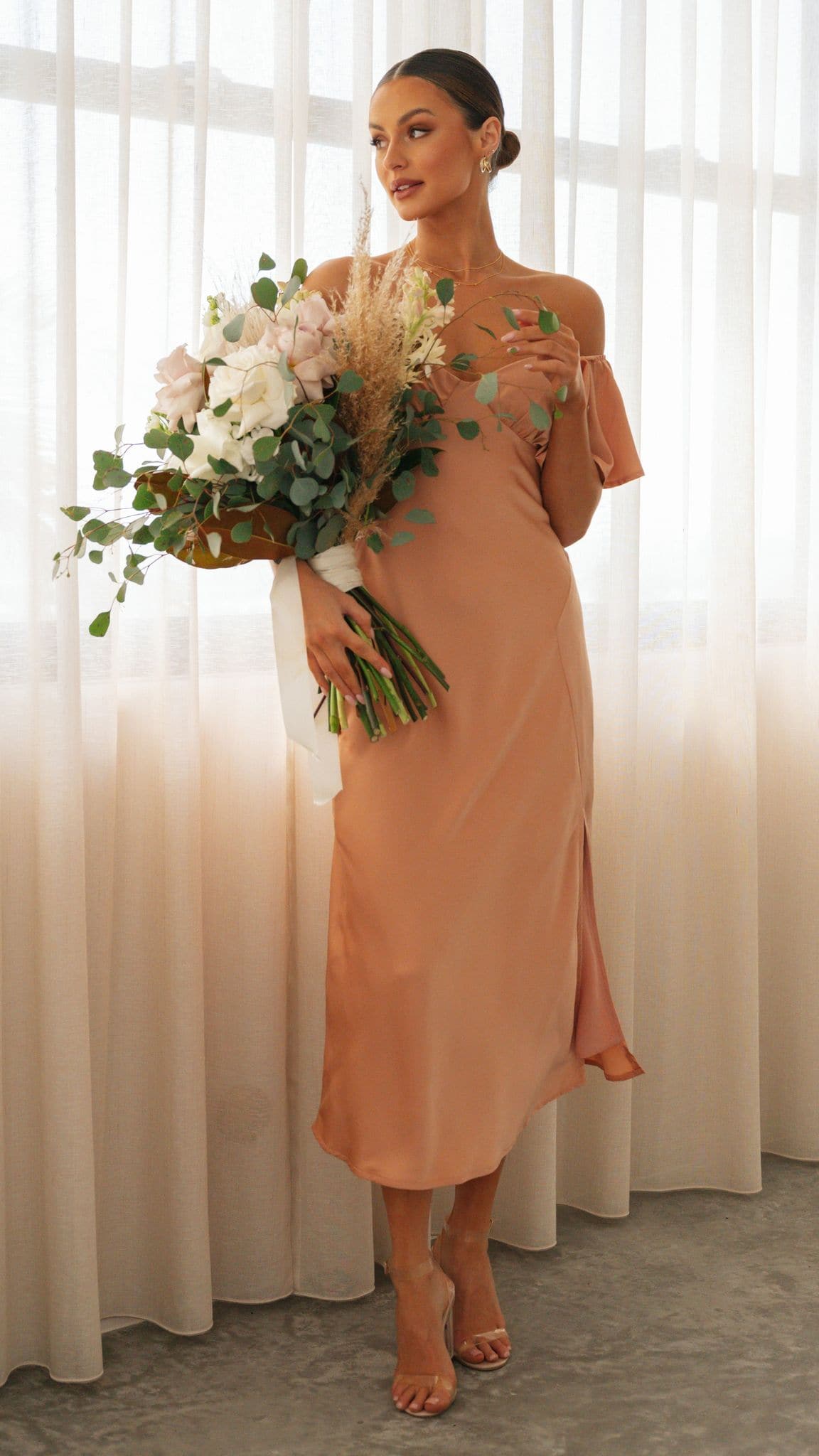 Louisa Midi Dress - Peach