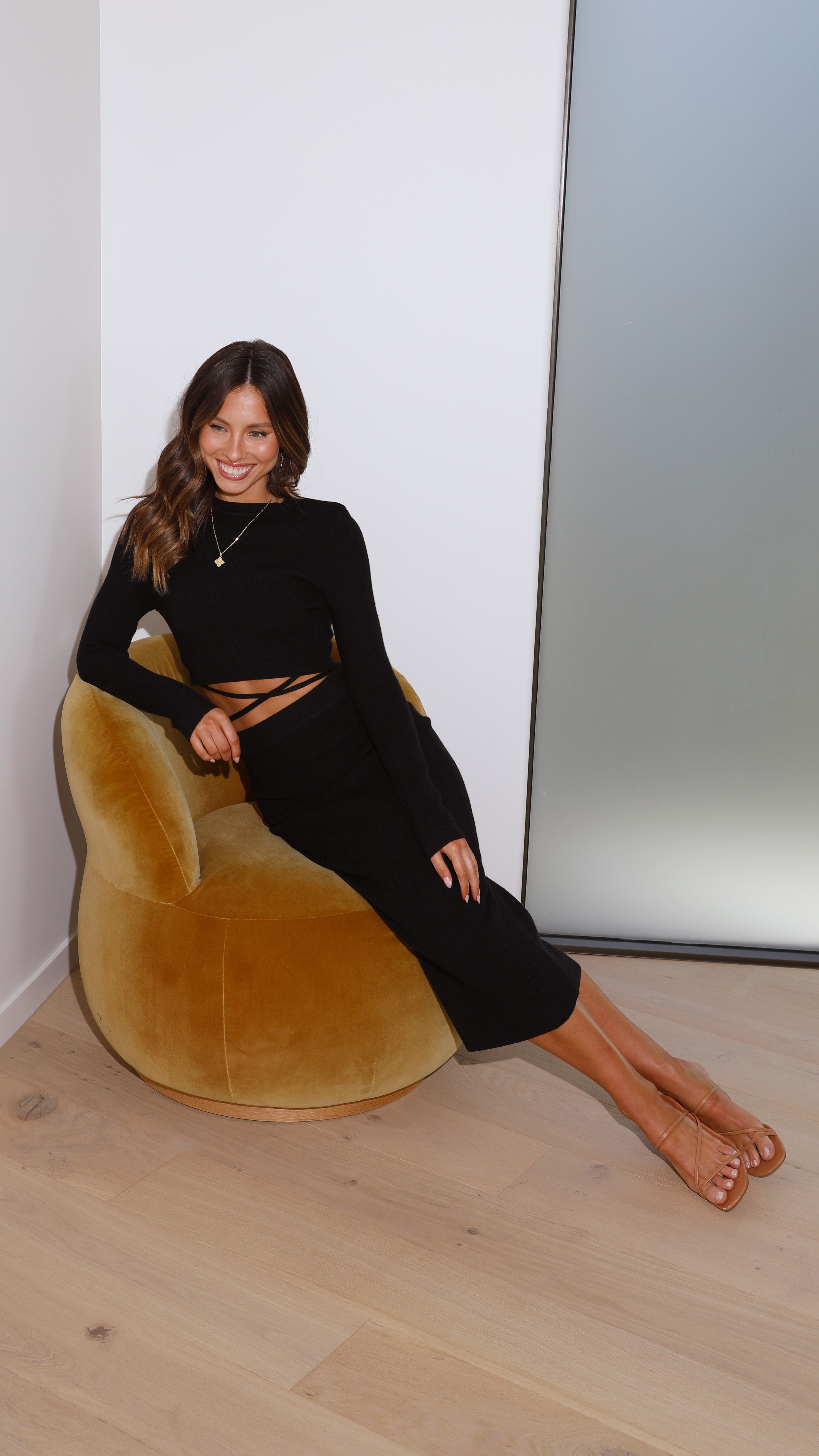 Leandra Knit Midi Skirt - Black