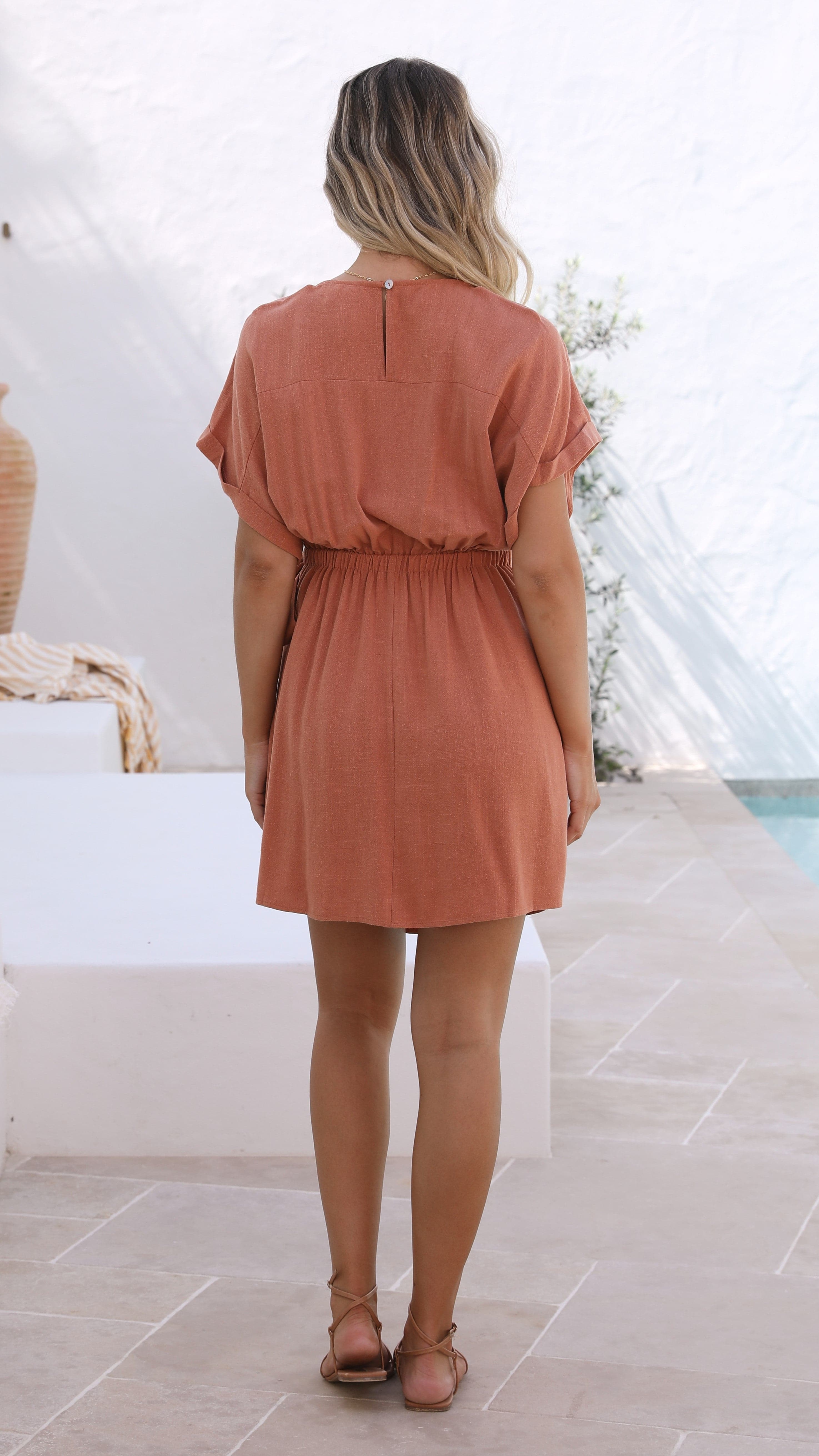 Rae Mini Dress - Rust