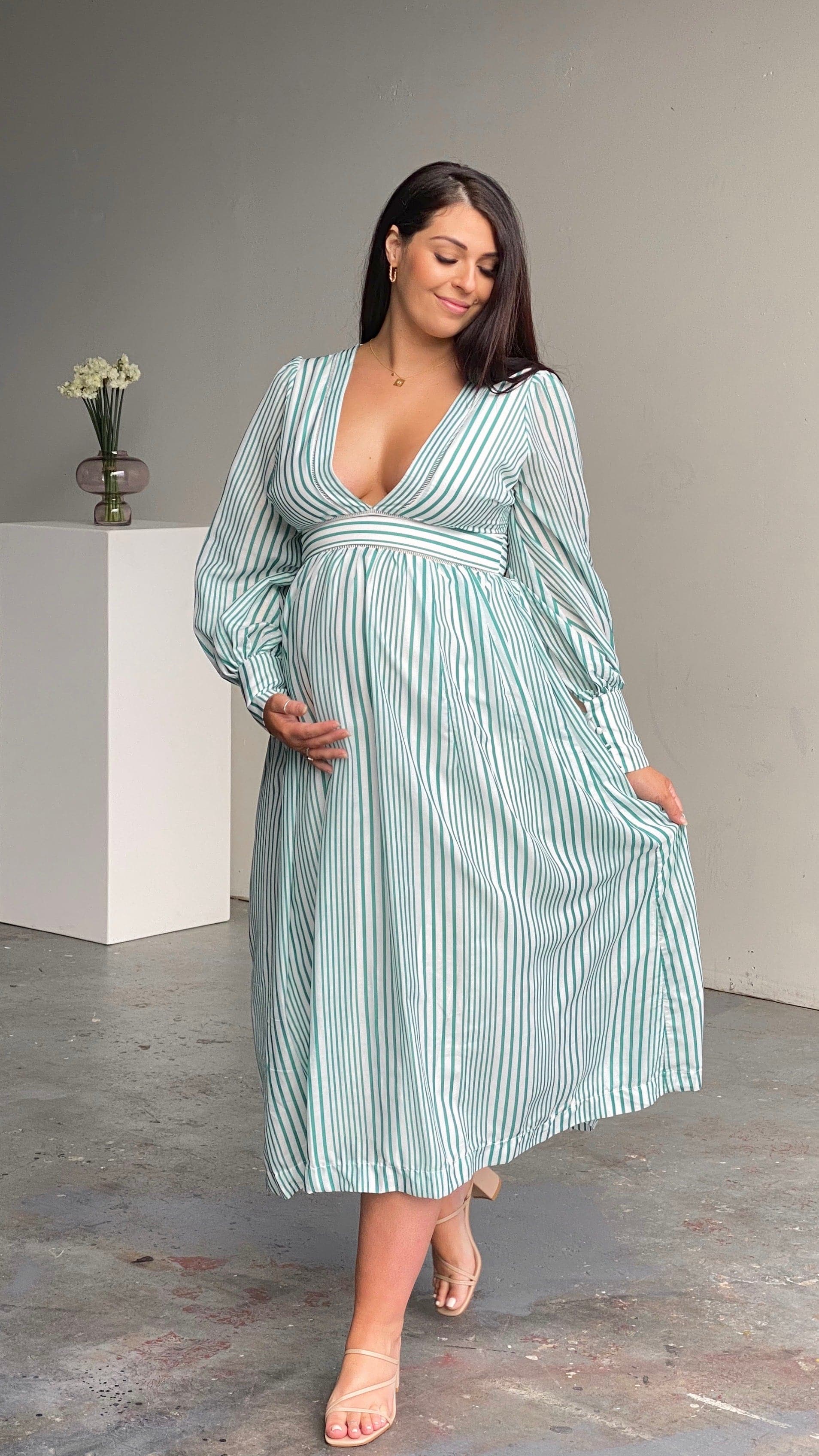 Adora Maxi Dress - Green Stripe