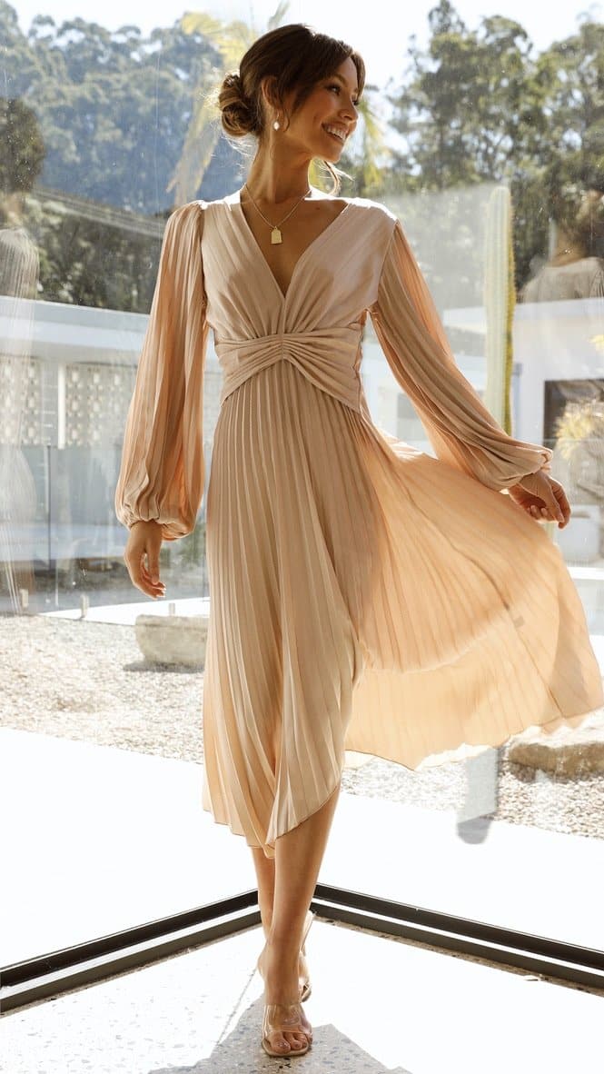 Angelina Midi Dress - Champagne