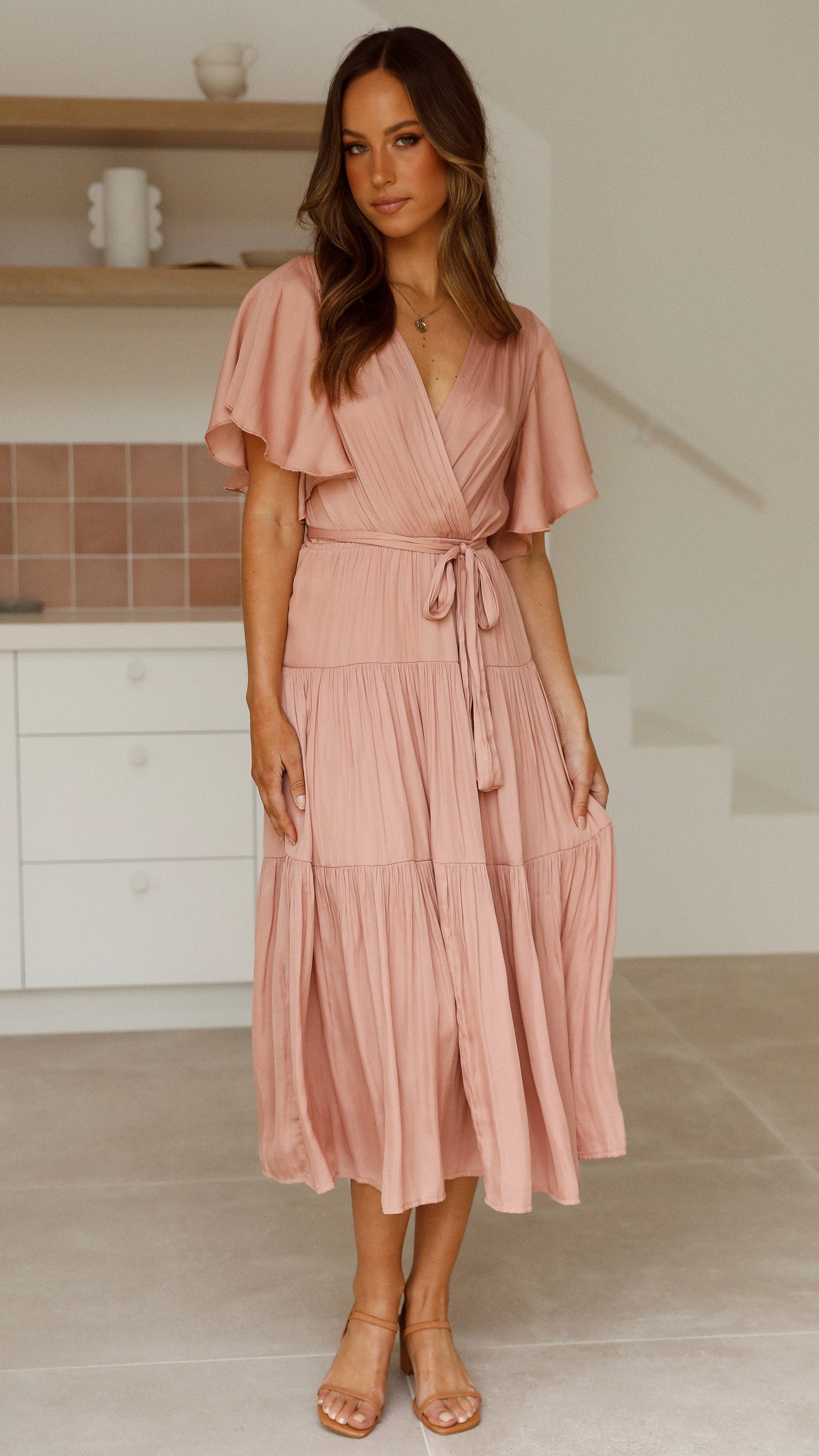 Dakota Midi Dress - Salmon