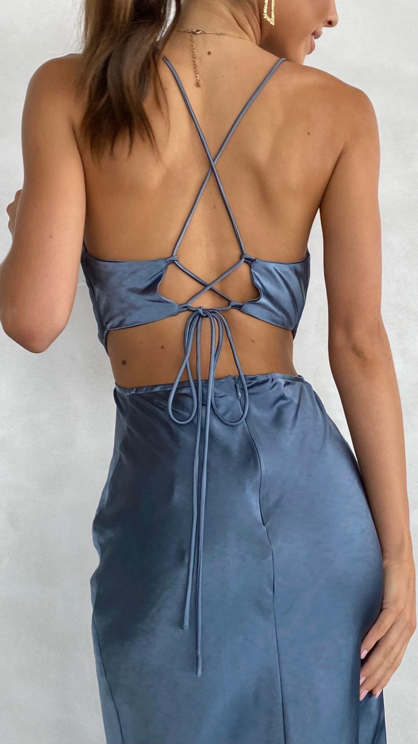 Sloan Midi Dress Steel Blue lelony