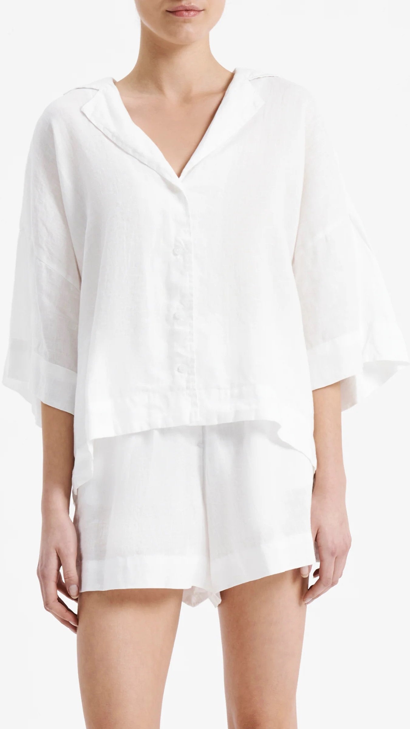 Linen Lounge Shirt - White