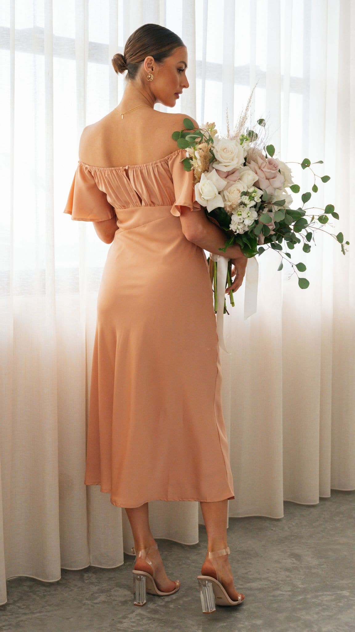 Louisa Midi Dress - Peach