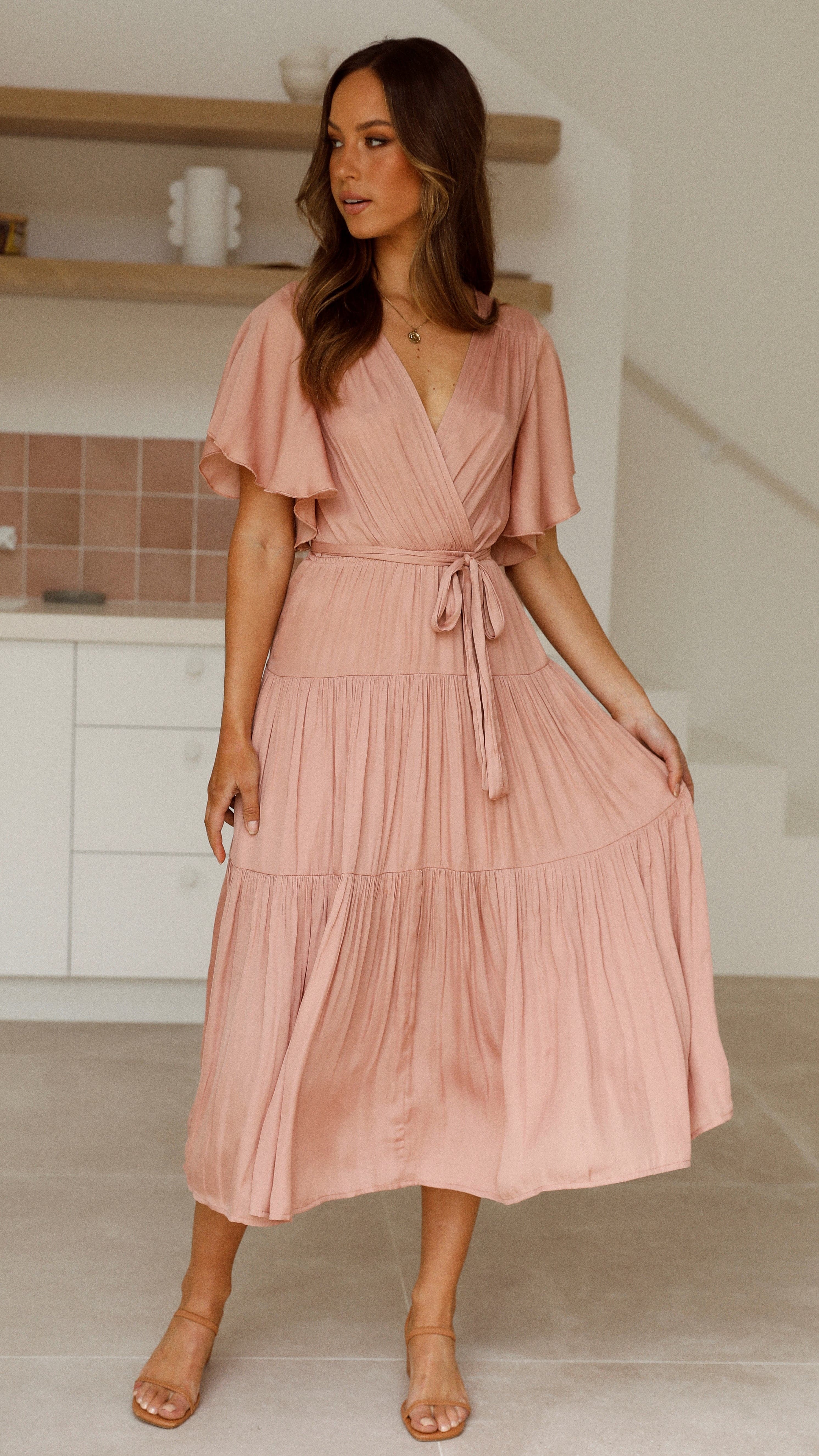 Dakota Midi Dress - Salmon