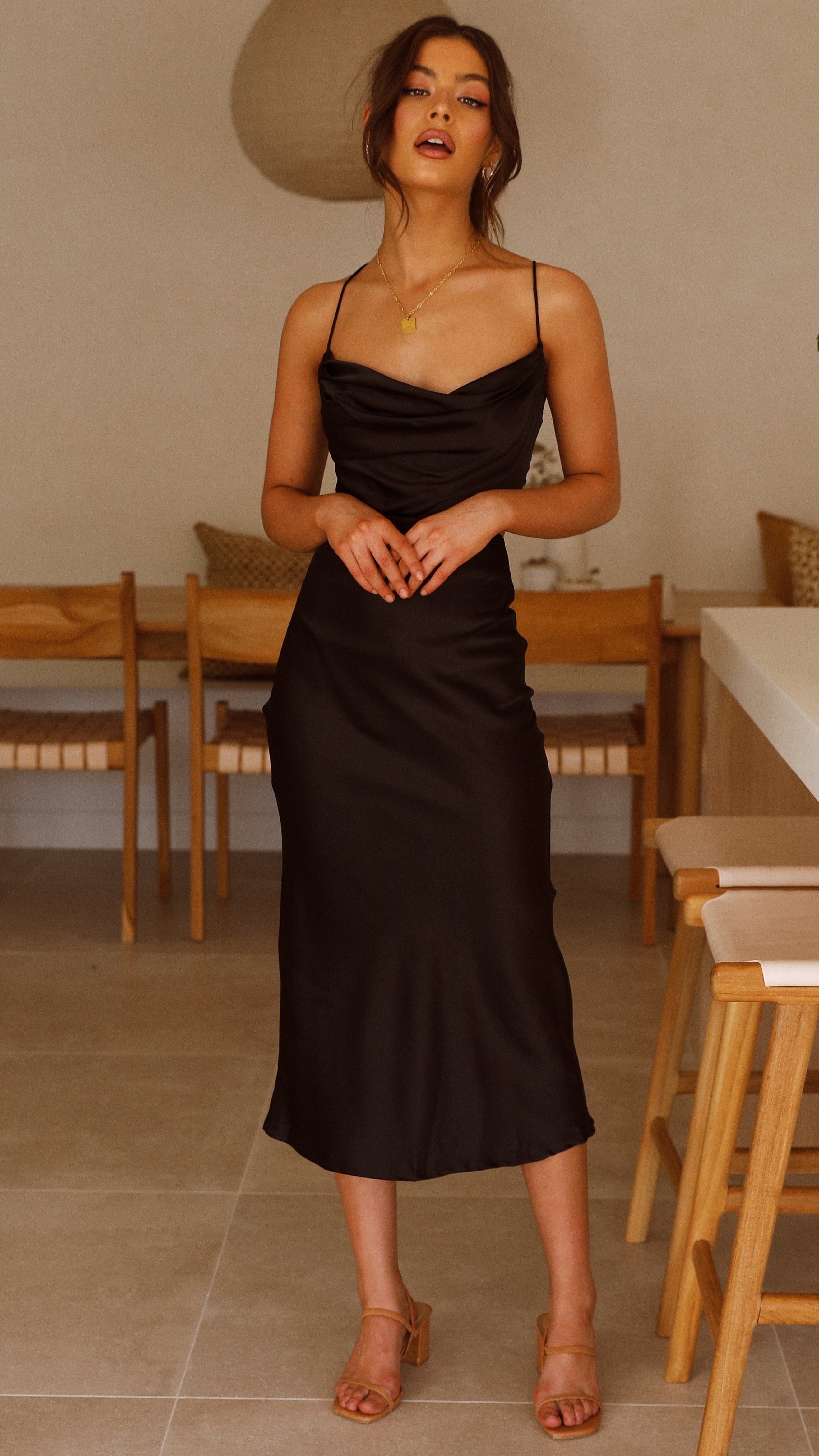 Charis Slip Dress - Black