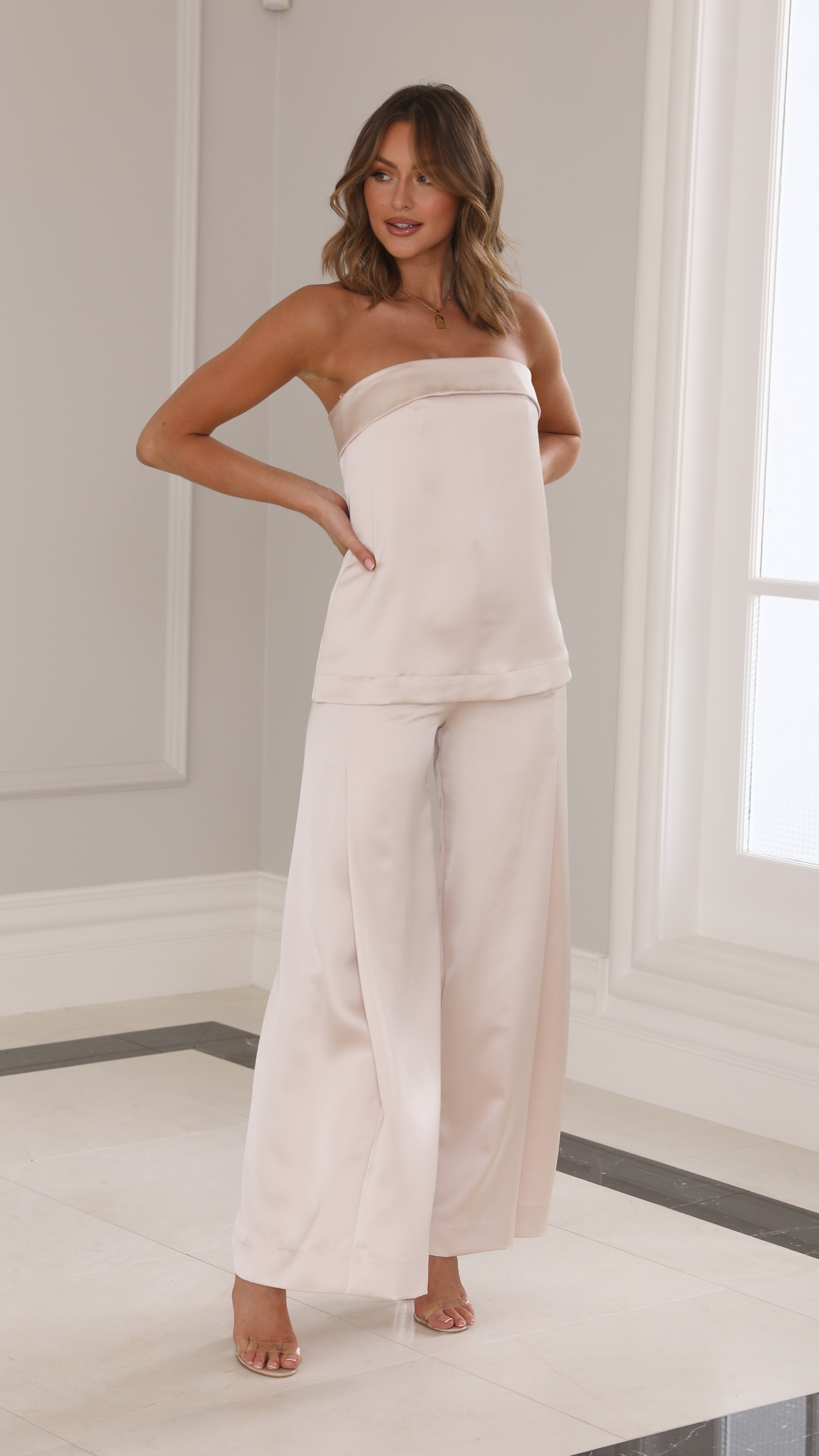 Hampton Pants - Champagne Satin