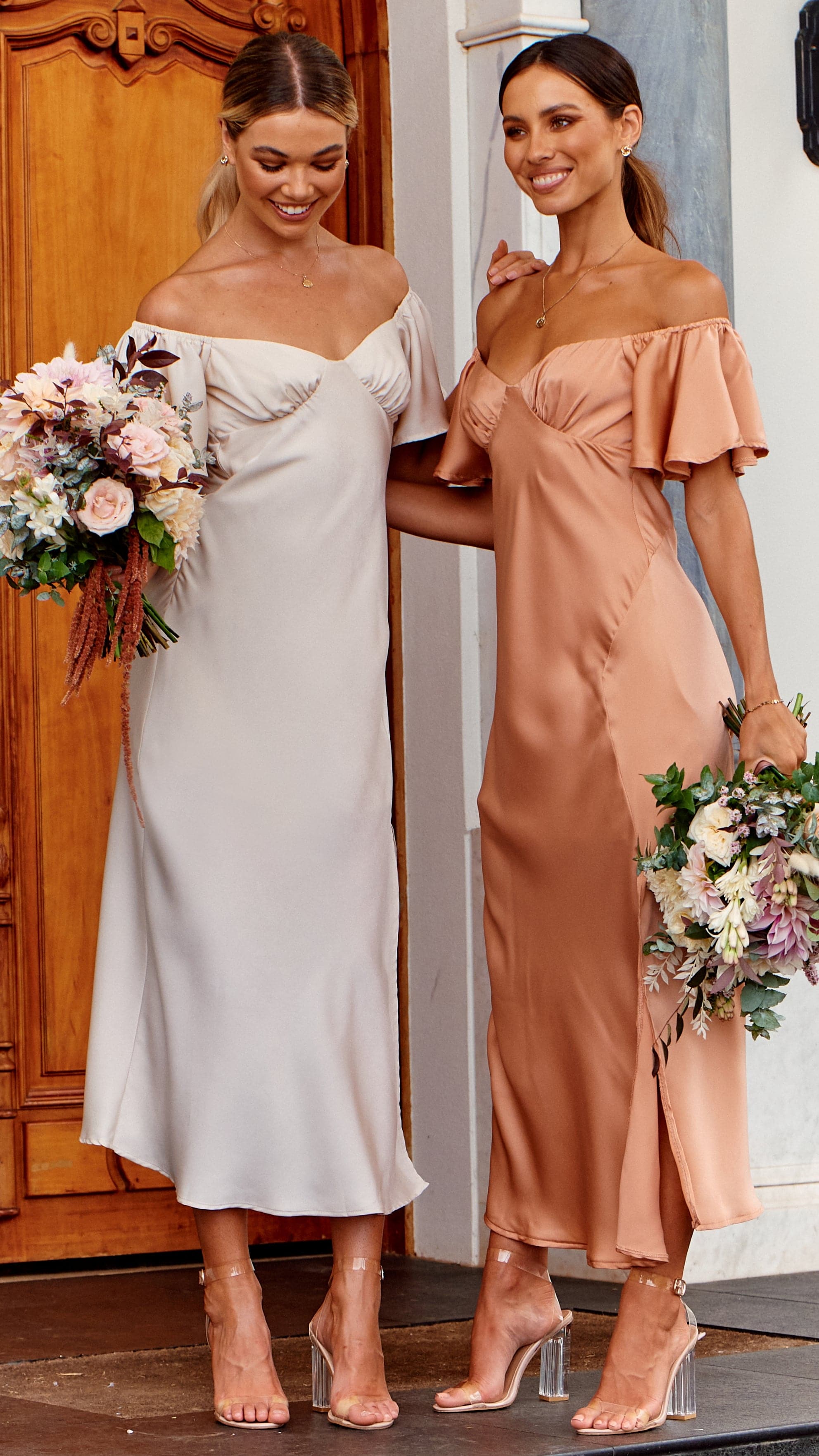 Louisa Midi Dress - Peach