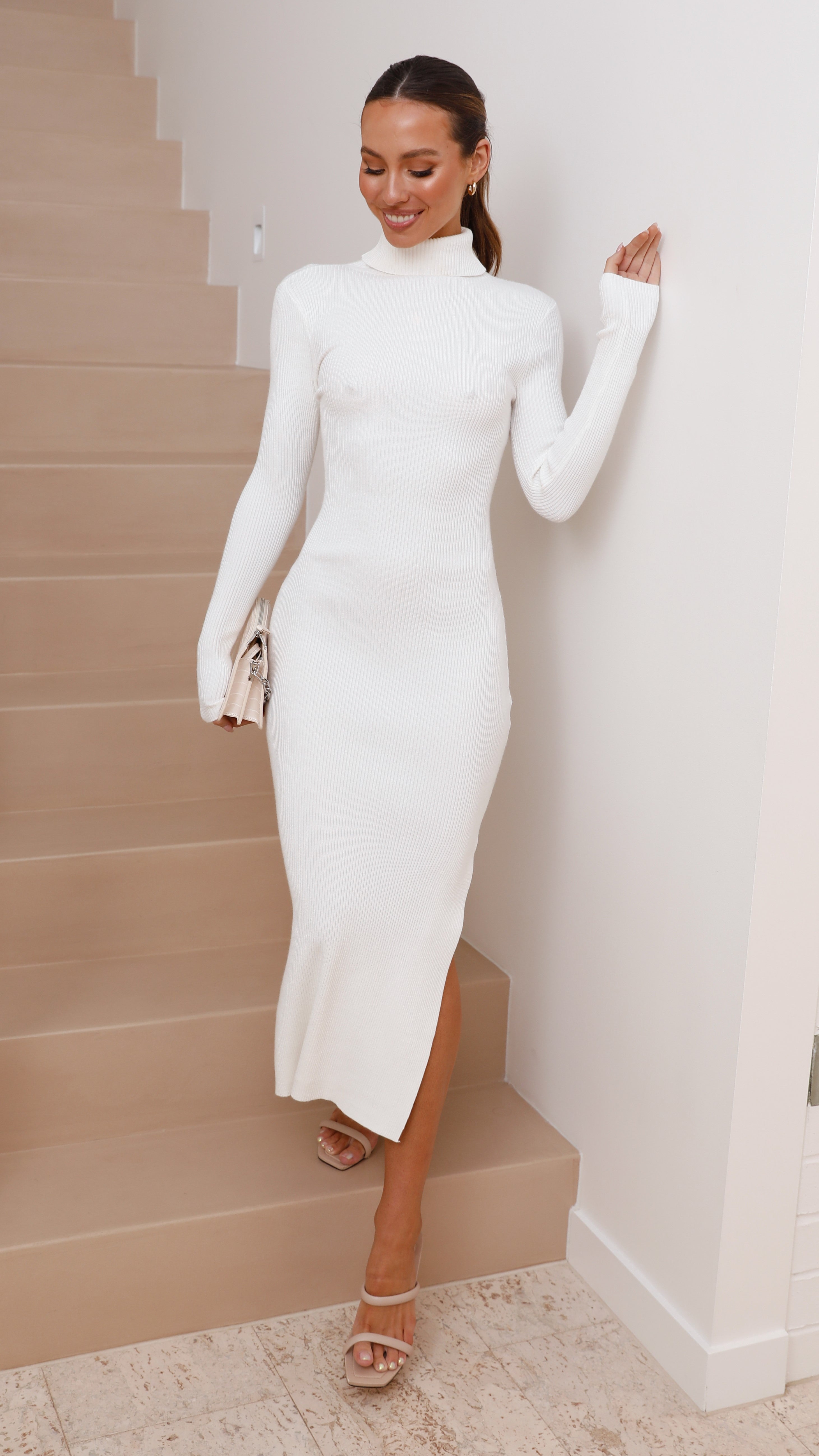 Alyssa Knit Maxi Dress - White