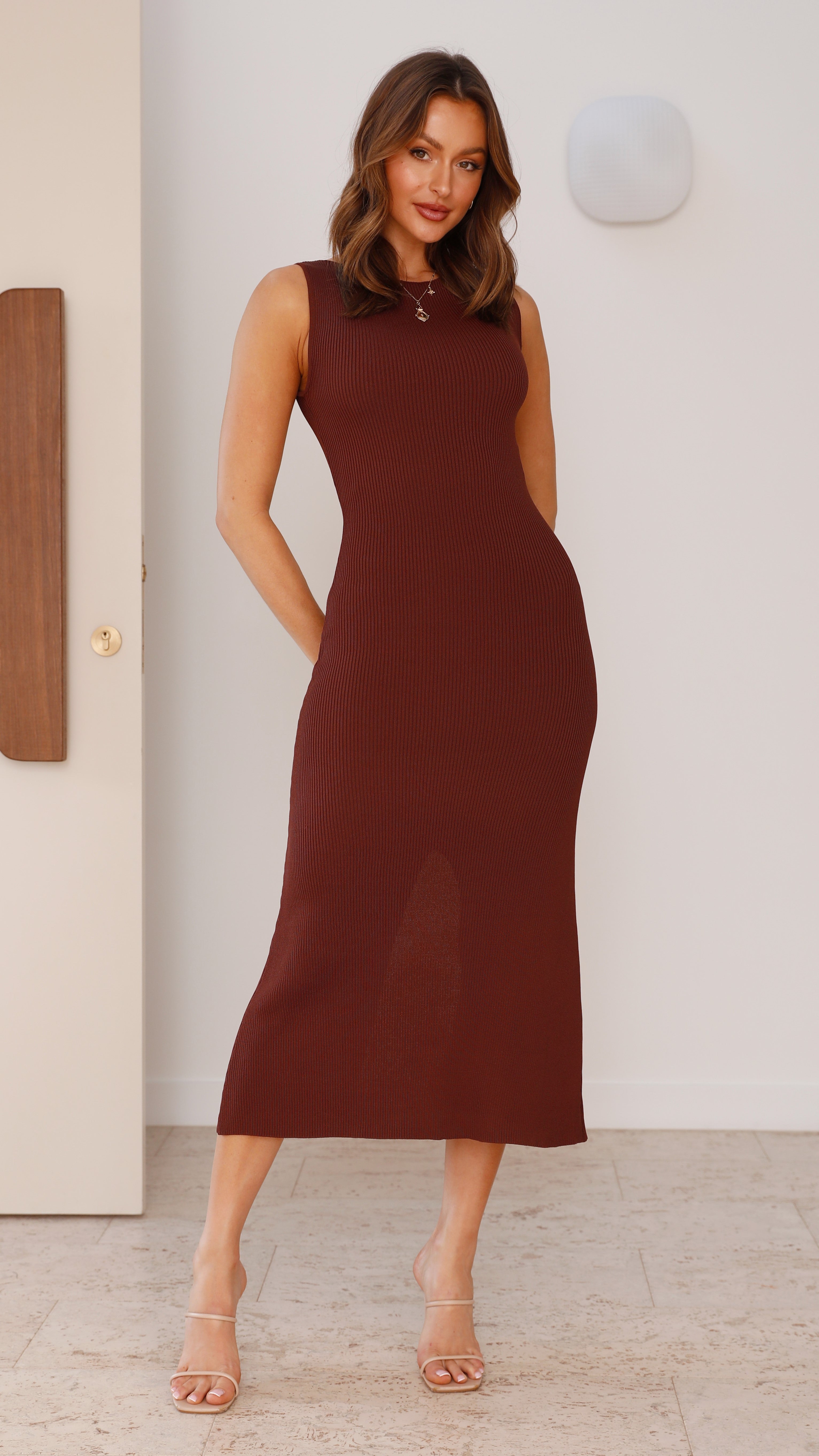 Delilah Knit Maxi Dress - Chocolate