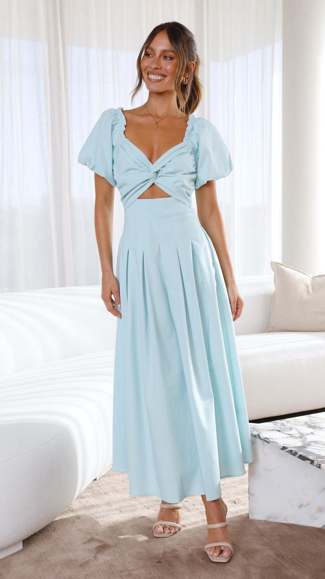 cream maxi summer dress Cream Maxi Dress With Cutout Detail