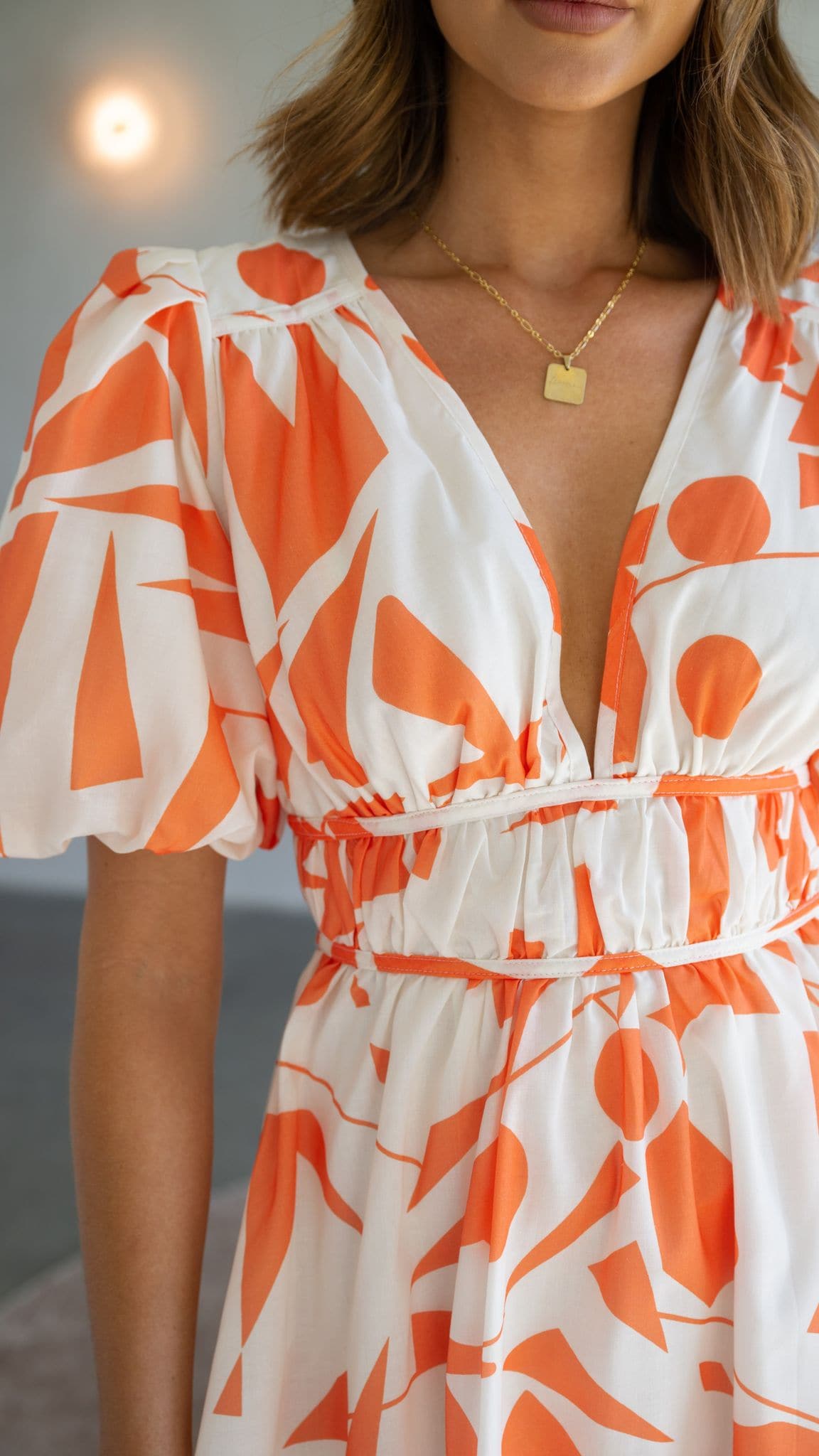 Venice Midi Dress - Beige/Orange