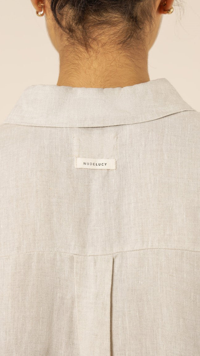 Lounge Linen Longline Shirt - Natural