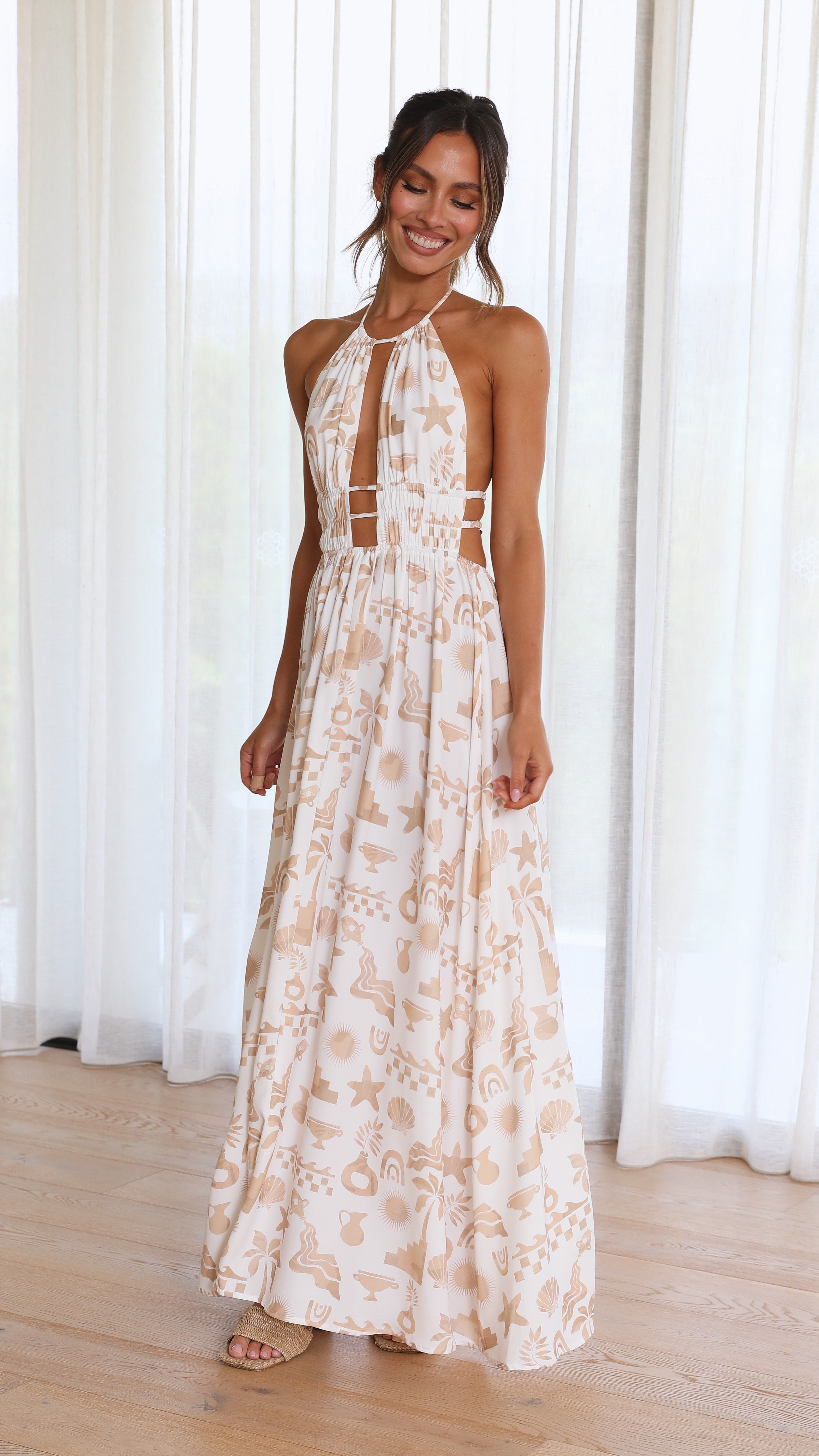 Clovelly Maxi Dress - White/Sand